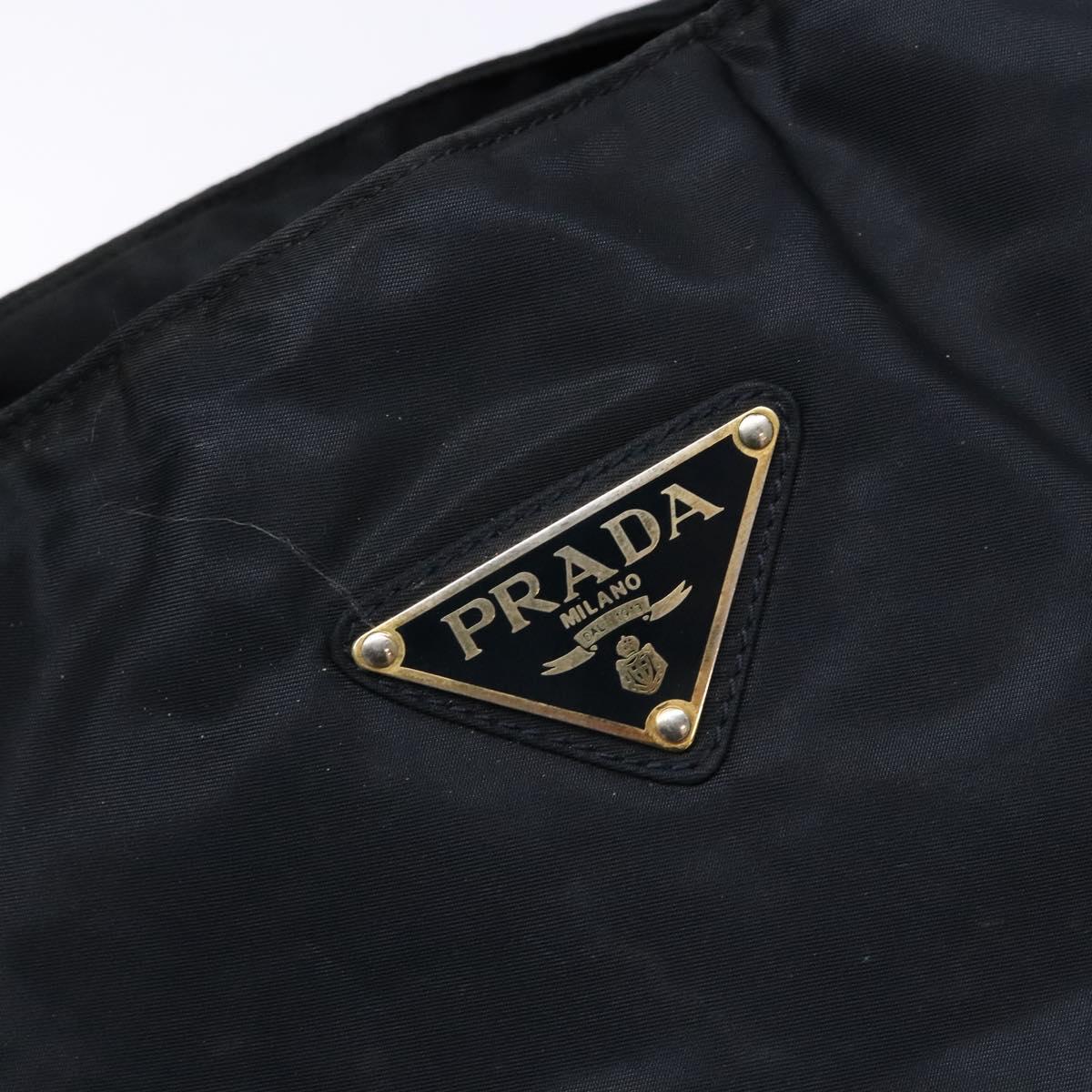 PRADA Hand Bag Nylon Navy Gold Auth 141629
