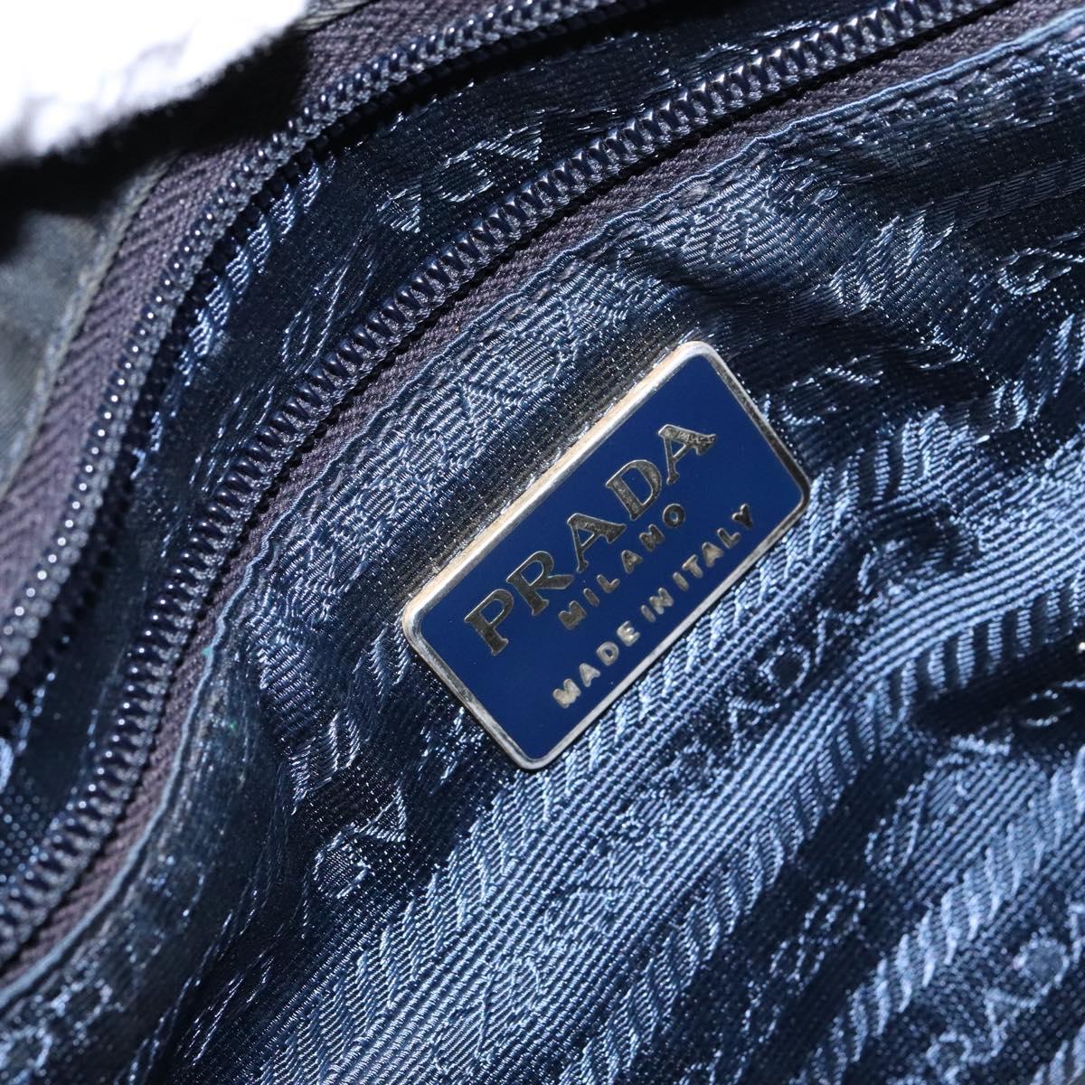 PRADA Hand Bag Nylon Navy Gold Auth 141629