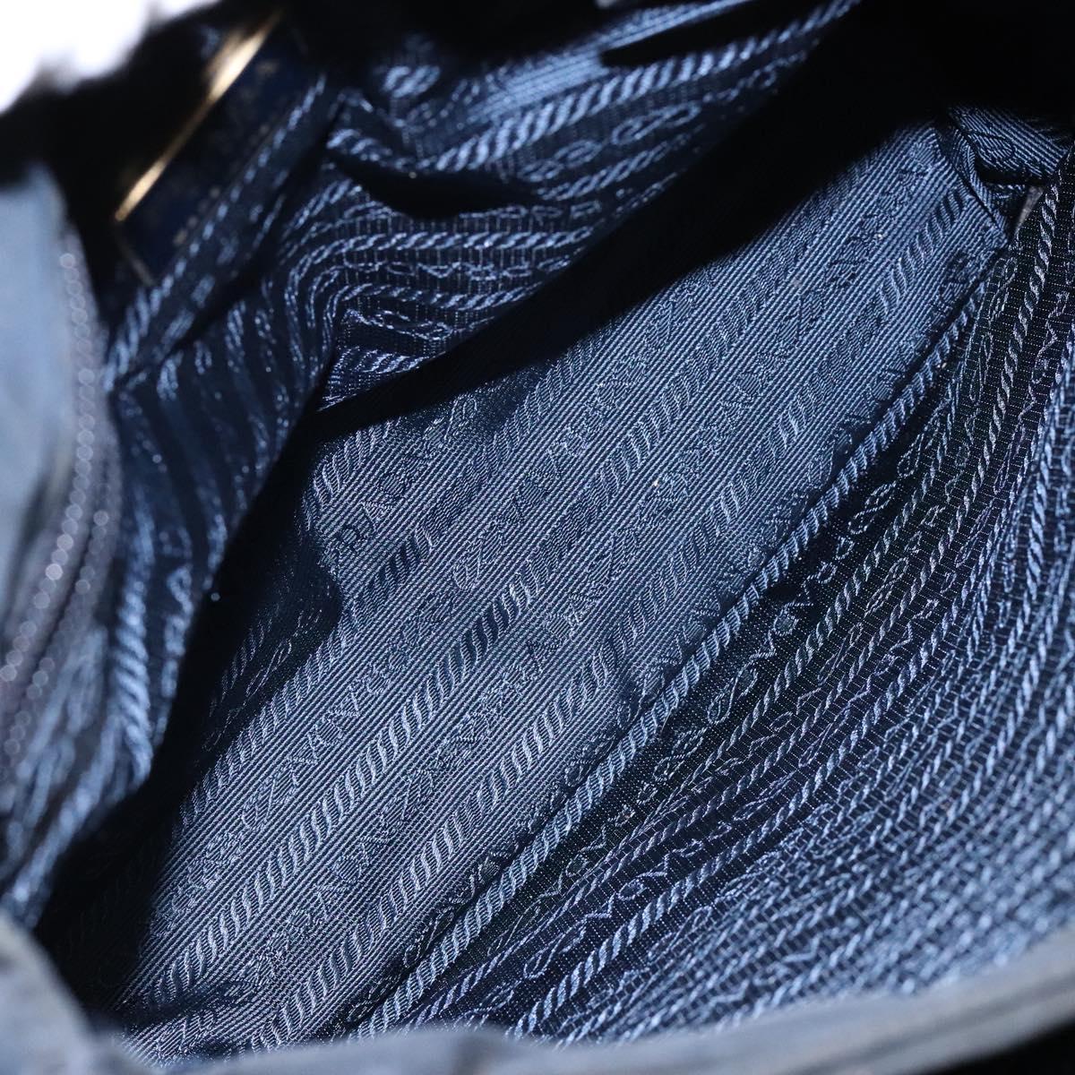 PRADA Hand Bag Nylon Navy Gold Auth 141629