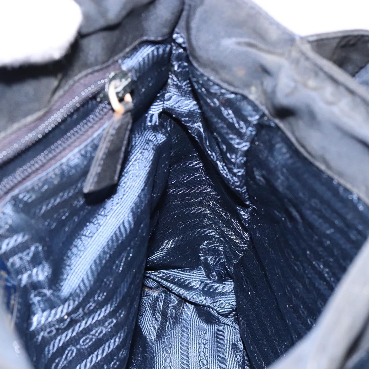 PRADA Hand Bag Nylon Navy Gold Auth 141629