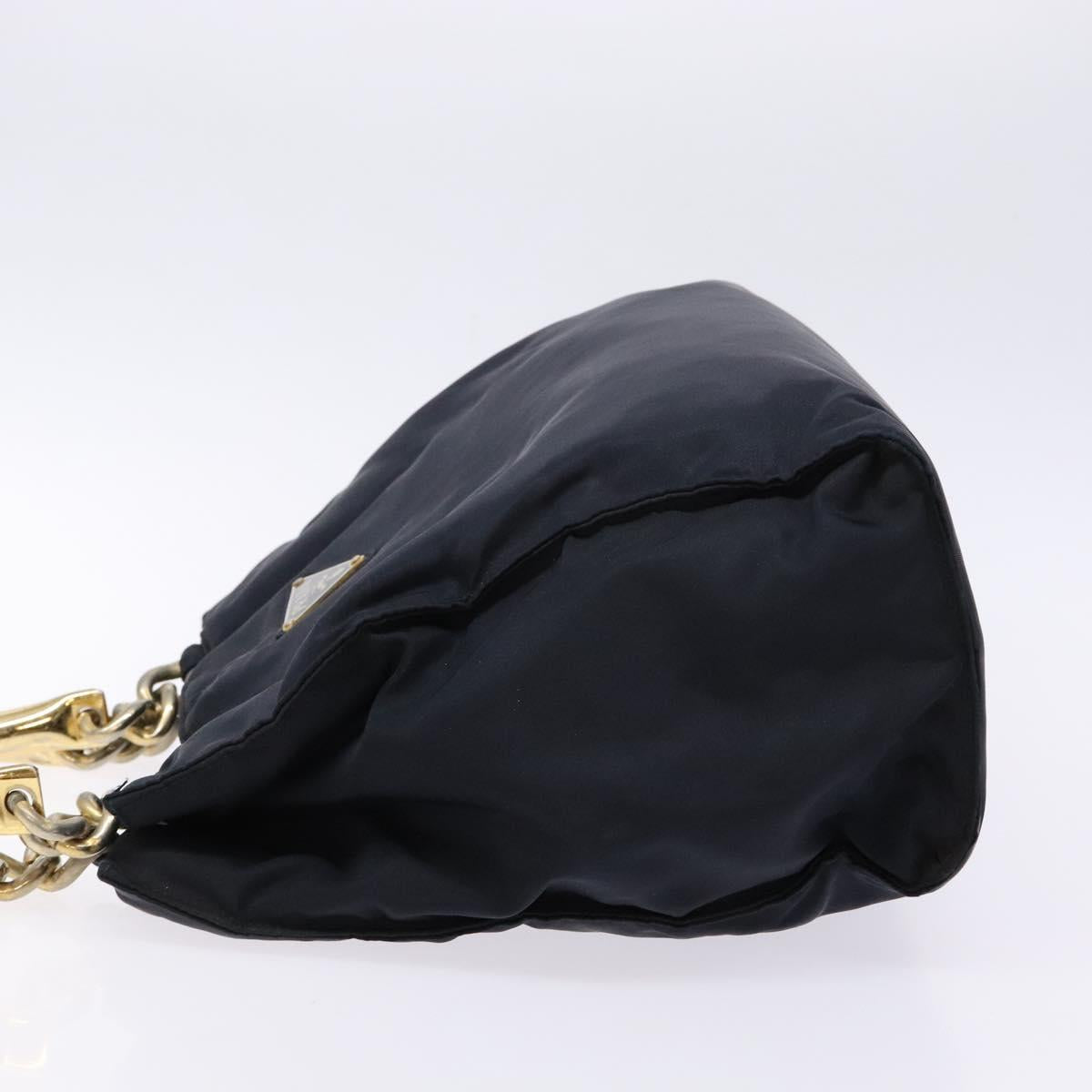 PRADA Hand Bag Nylon Navy Gold Auth 141629