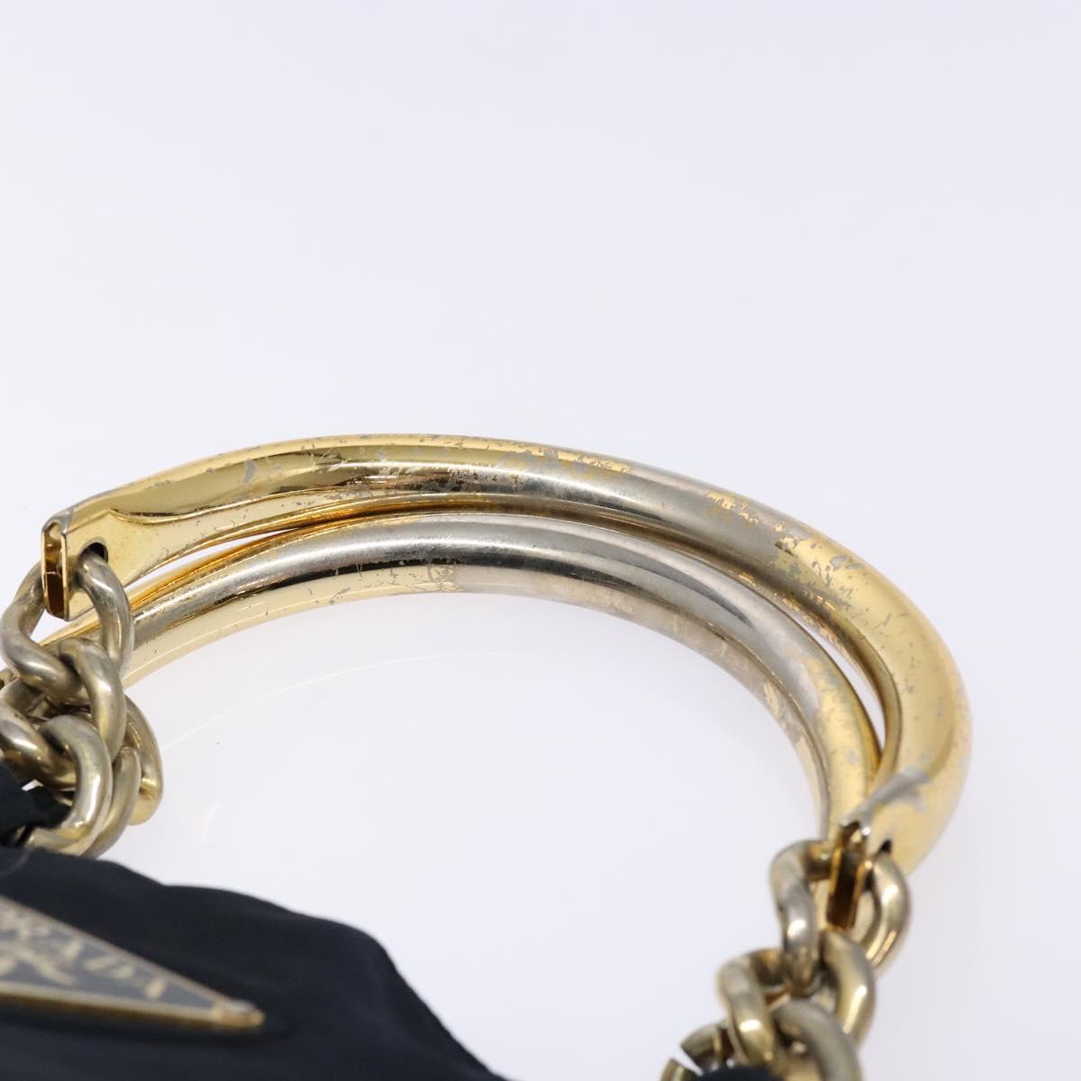 PRADA Hand Bag Nylon Navy Gold Auth 141629