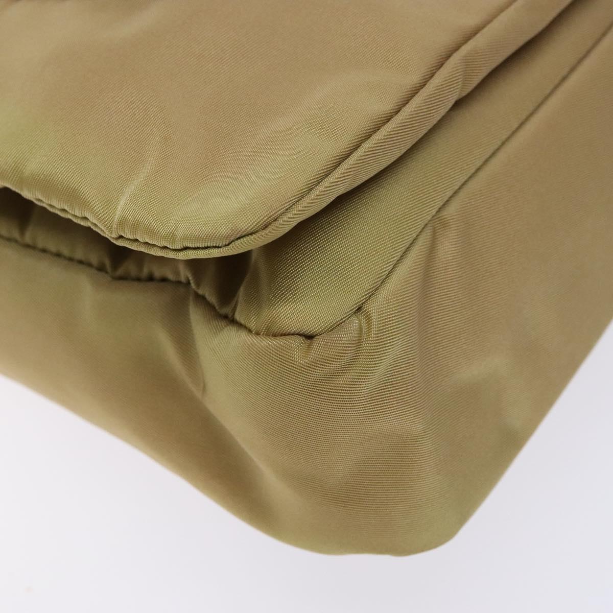 PRADA Shoulder Bag Nylon Beige Silver Auth 141630