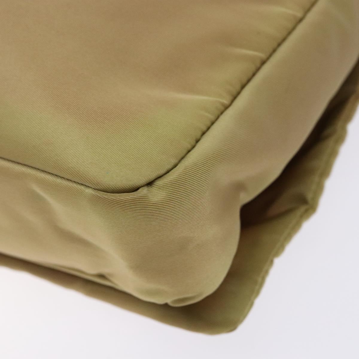 PRADA Shoulder Bag Nylon Beige Silver Auth 141630