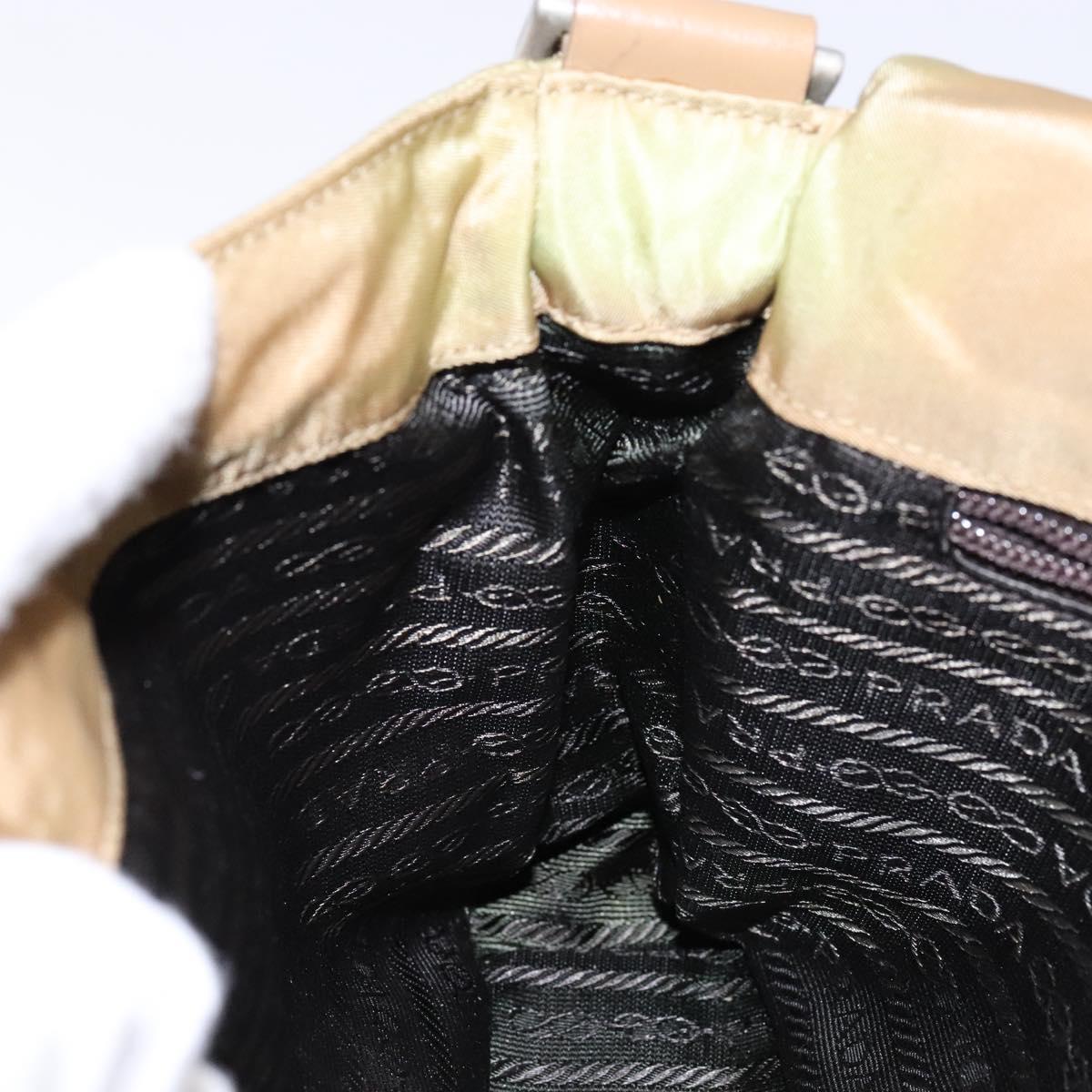 PRADA Shoulder Bag Nylon Beige Silver Auth 141630