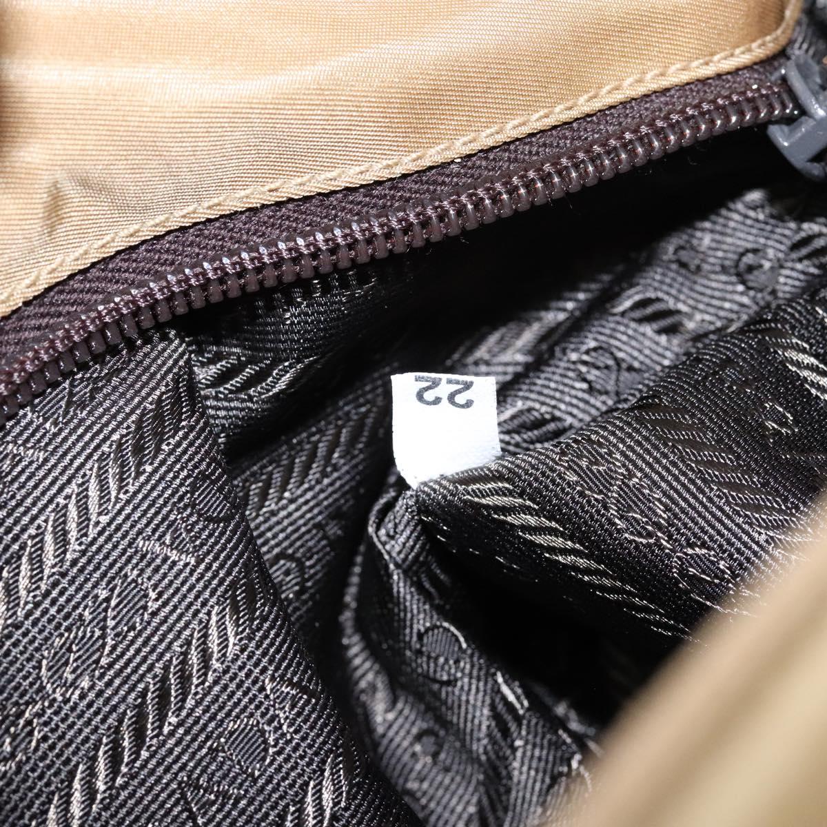PRADA Shoulder Bag Nylon Beige Silver Auth 141630