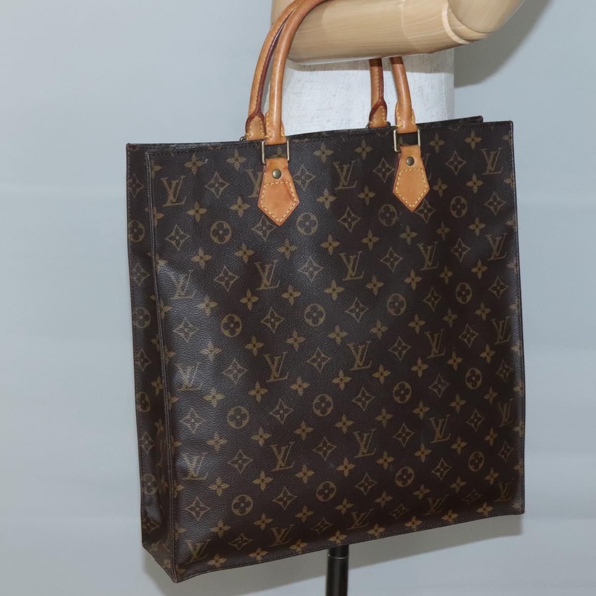 LOUIS VUITTON Monogram Sac Plat Hand Bag M51140 LV Auth 141645