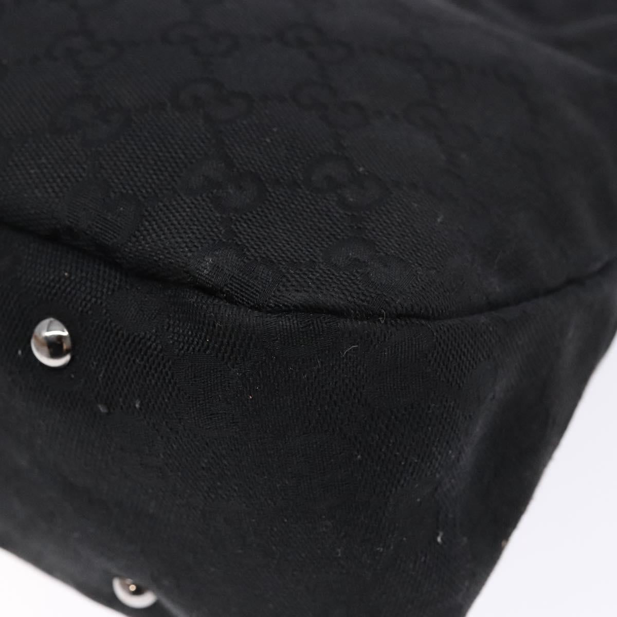 GUCCI GG Canvas Shoulder Bag Black Silver 132260 Auth 141652