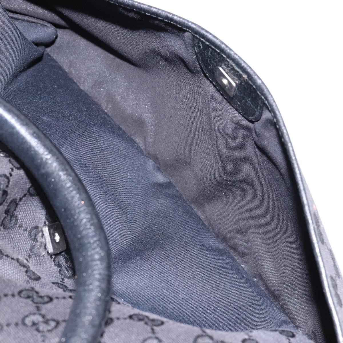 GUCCI GG Canvas Shoulder Bag Black Silver 132260 Auth 141652