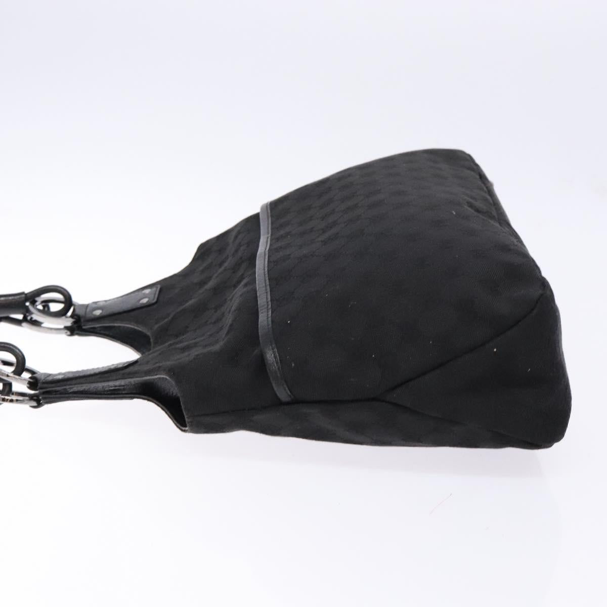 GUCCI GG Canvas Shoulder Bag Black Silver 132260 Auth 141652