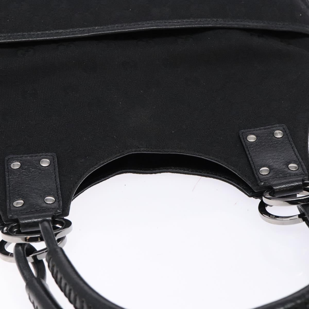 GUCCI GG Canvas Shoulder Bag Black Silver 132260 Auth 141652