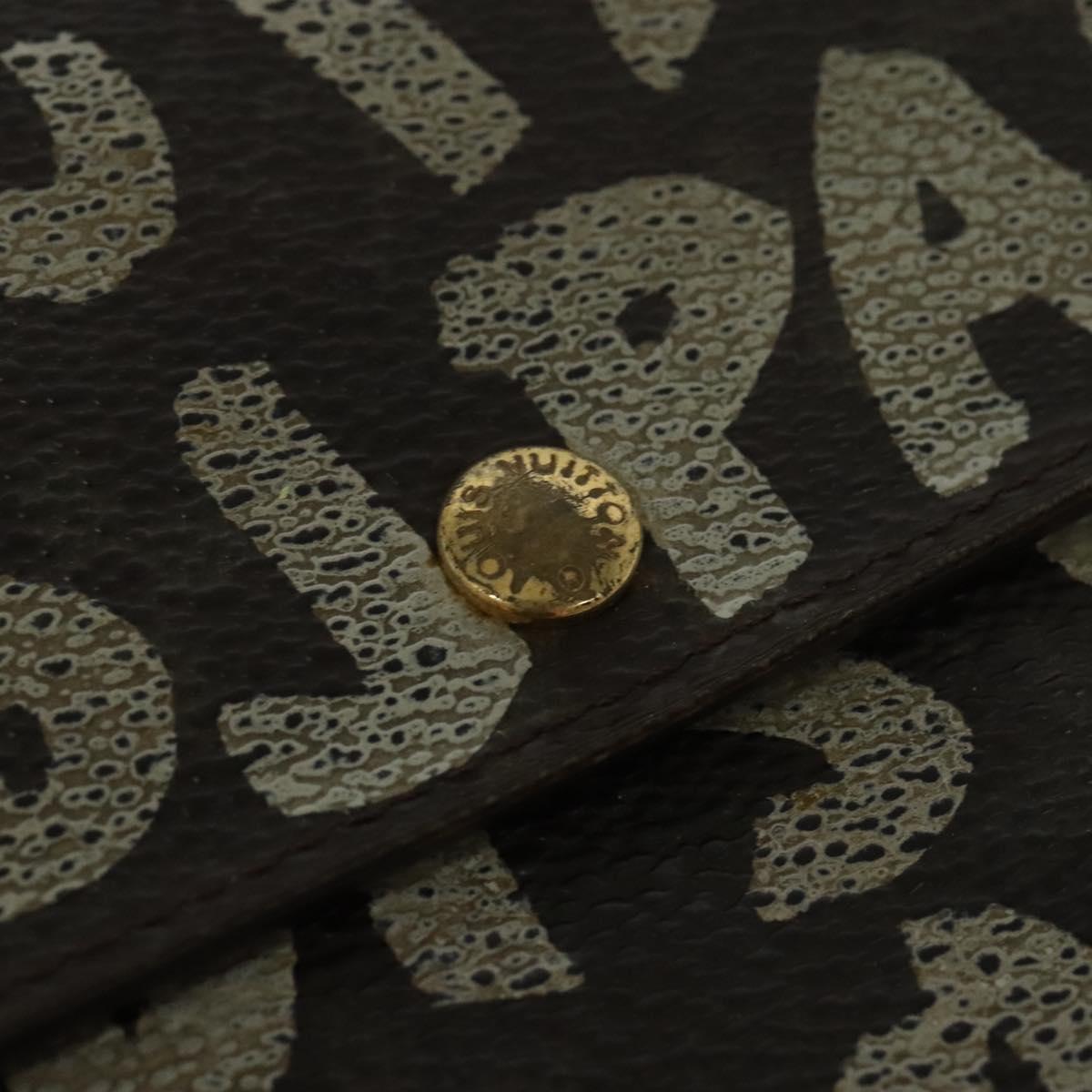 LOUIS VUITTON Graffiti Porte Monnaie Credit Long Wallet White M92189 Auth 141686