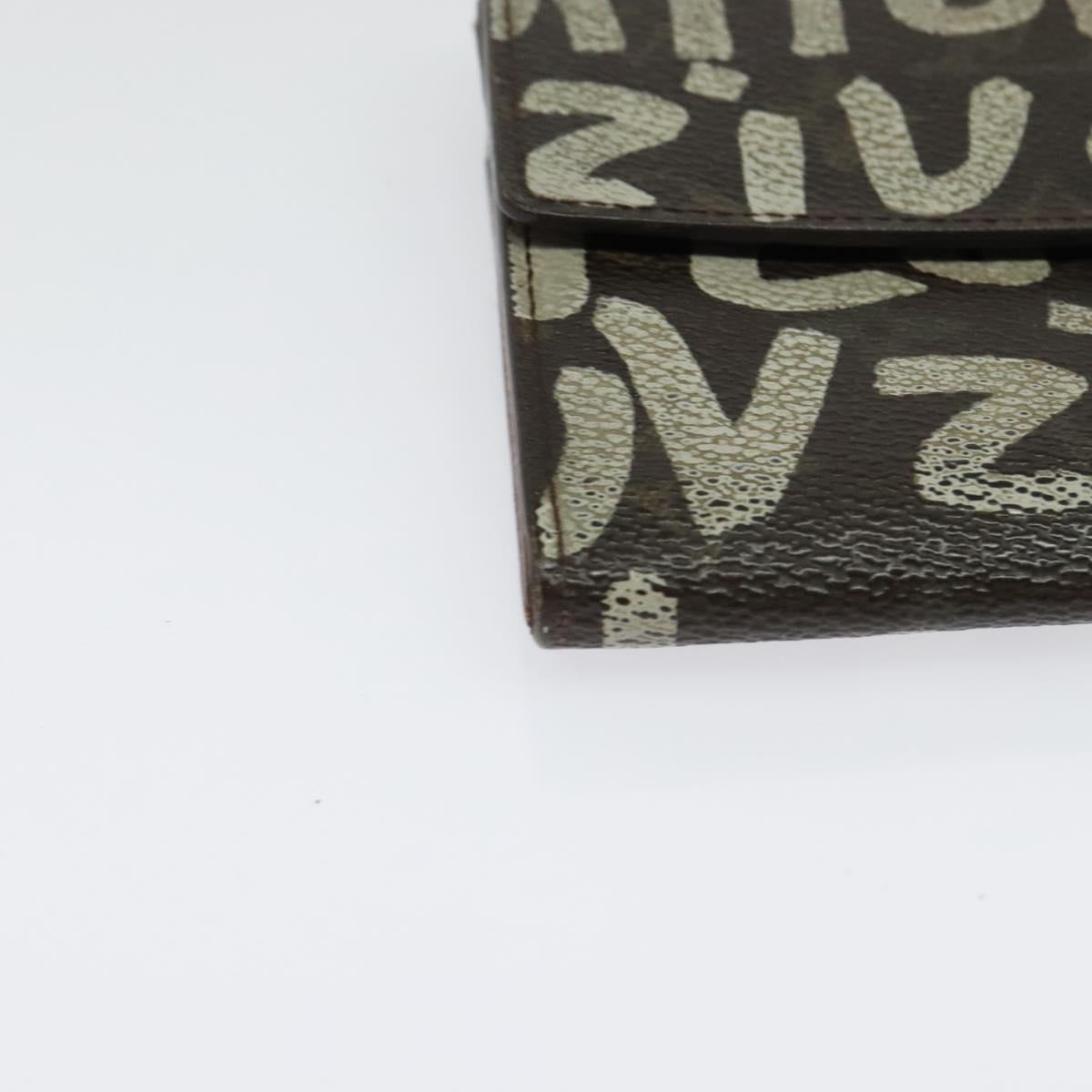 LOUIS VUITTON Graffiti Porte Monnaie Credit Long Wallet White M92189 Auth 141686