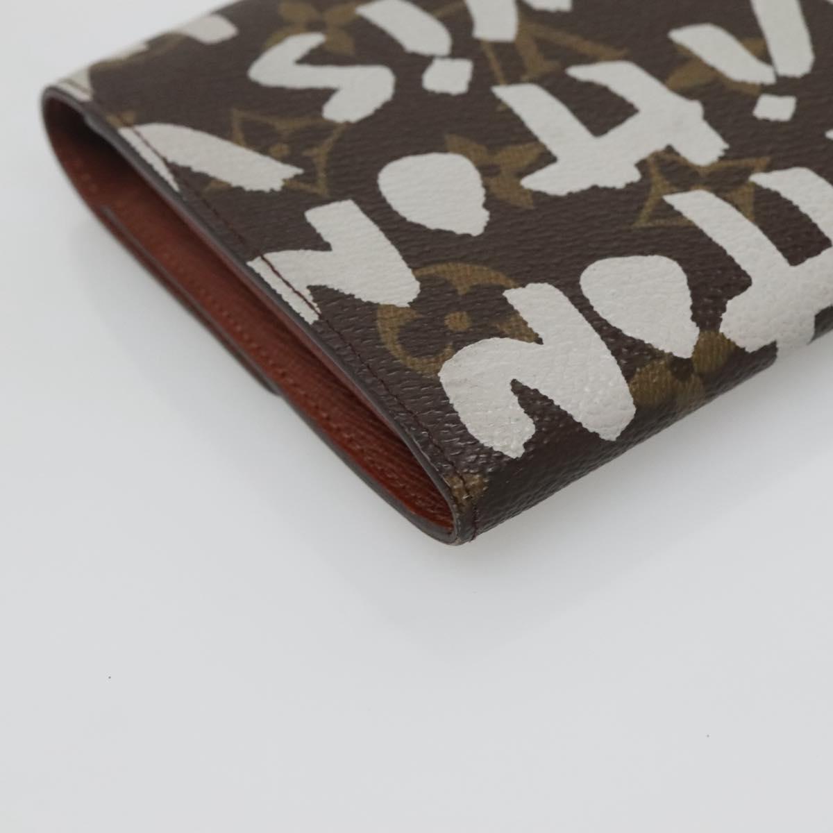 LOUIS VUITTON Graffiti Porte Monnaie Credit Wallet White M92189 LV Auth 141687V