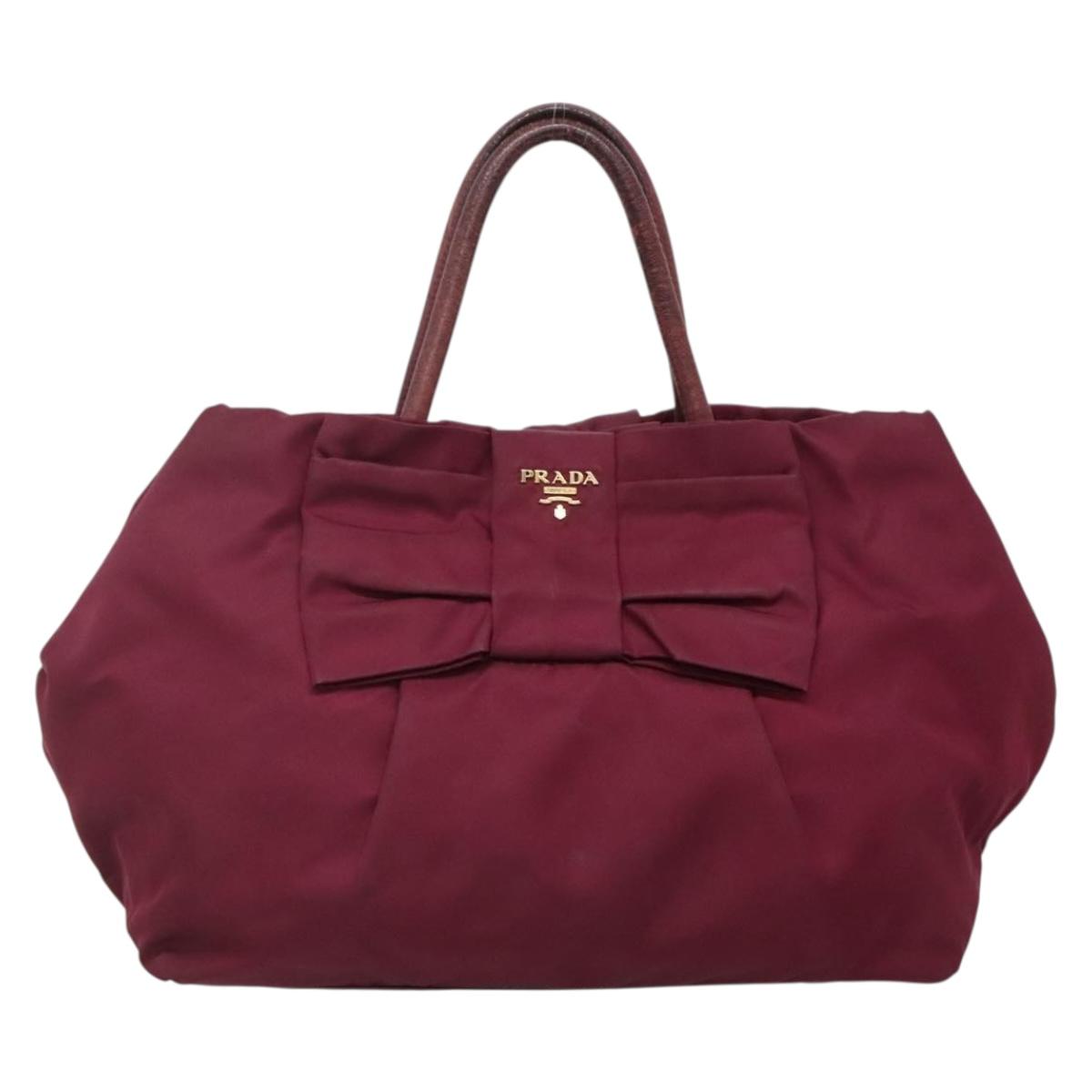 PRADA Hand Bag Nylon Purple Gold Auth 141705