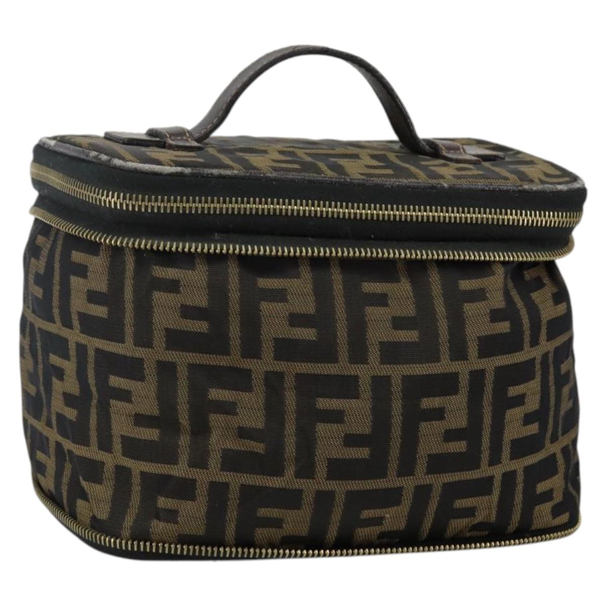 FENDI Vanity Pouch Black Brown Auth 141707