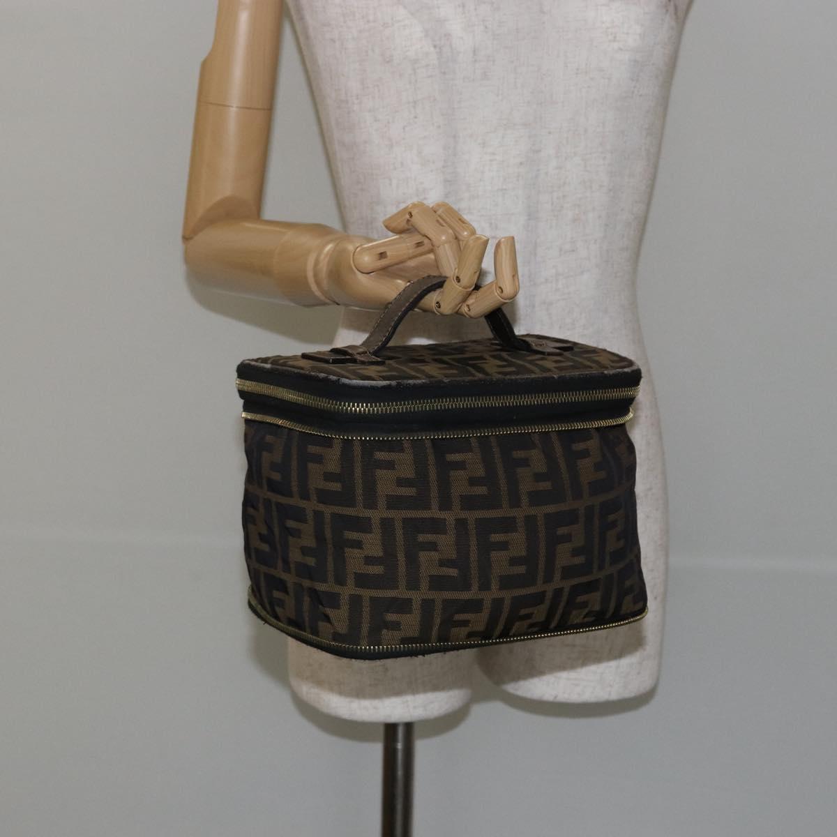 FENDI Vanity Pouch Black Brown Auth 141707