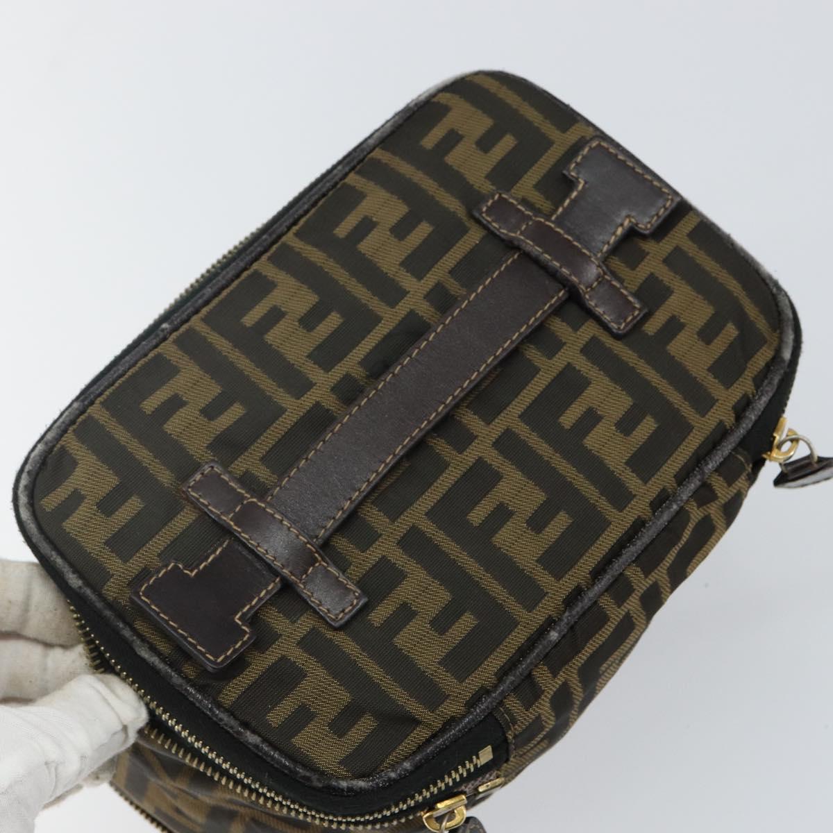 FENDI Vanity Pouch Black Brown Auth 141707