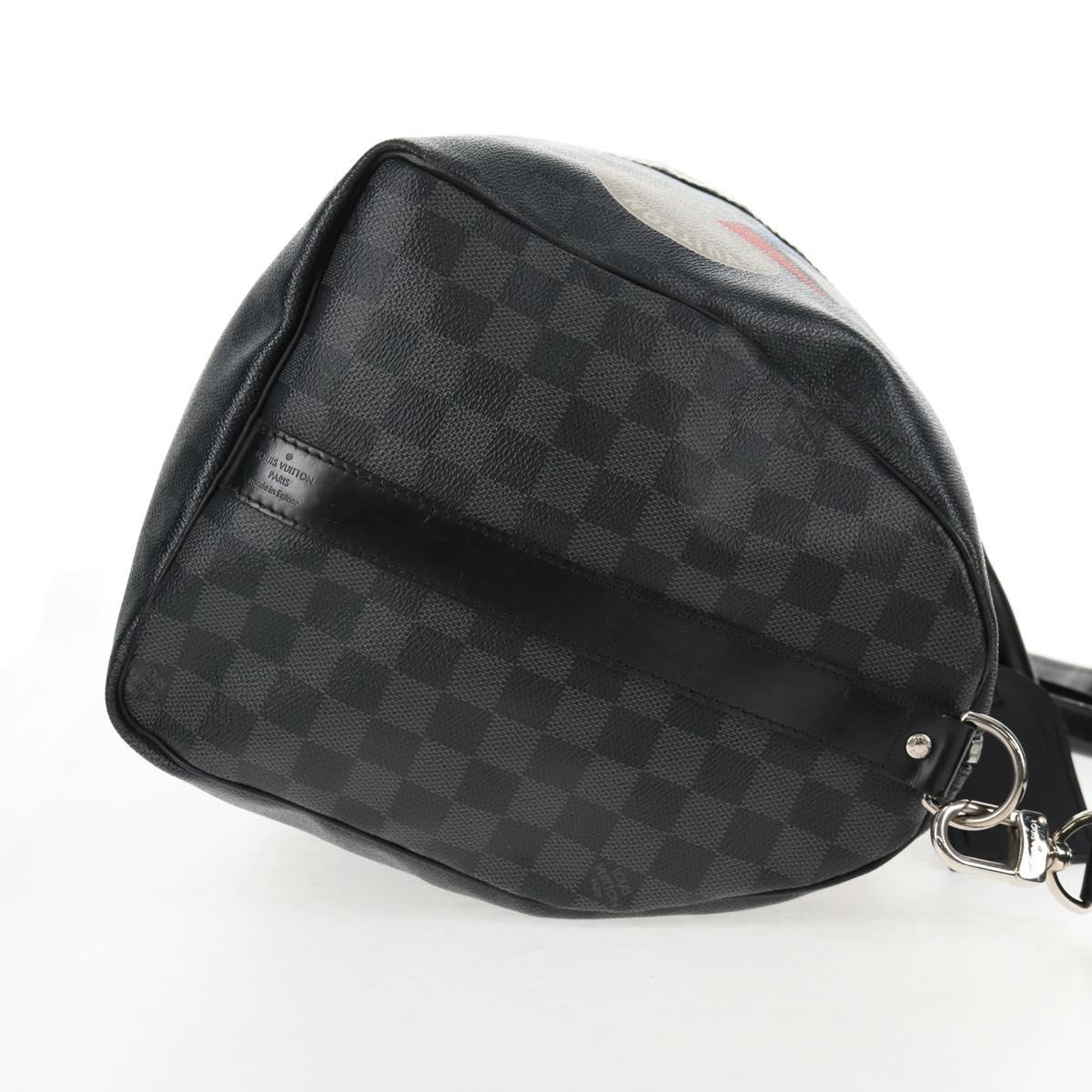 LOUIS VUITTON Damier Graphite Keepall Bandouliere 45 Bag N41057 LV Auth 141724V