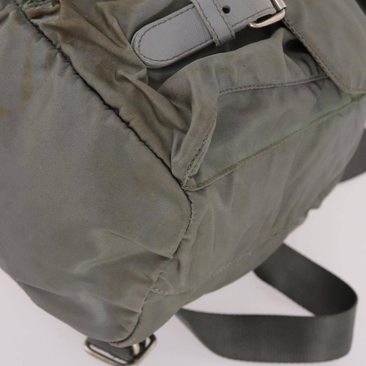 PRADA Backpack Nylon Green Silver Auth 141751