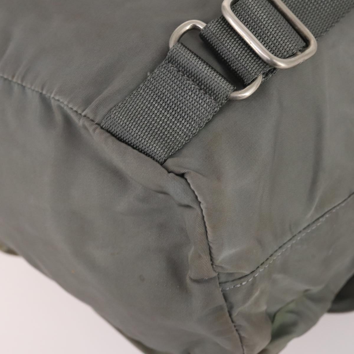 PRADA Backpack Nylon Green Silver Auth 141751