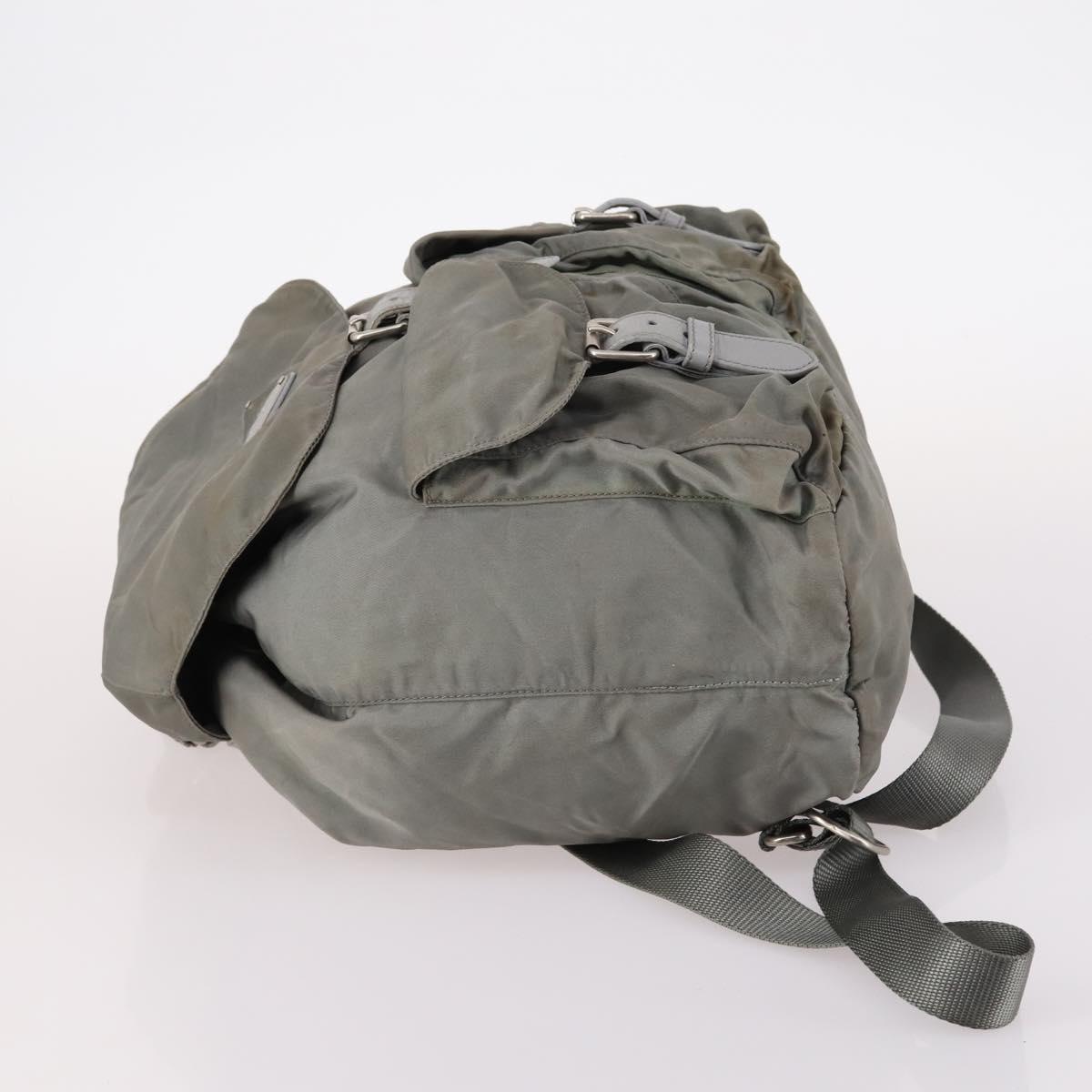 PRADA Backpack Nylon Green Silver Auth 141751