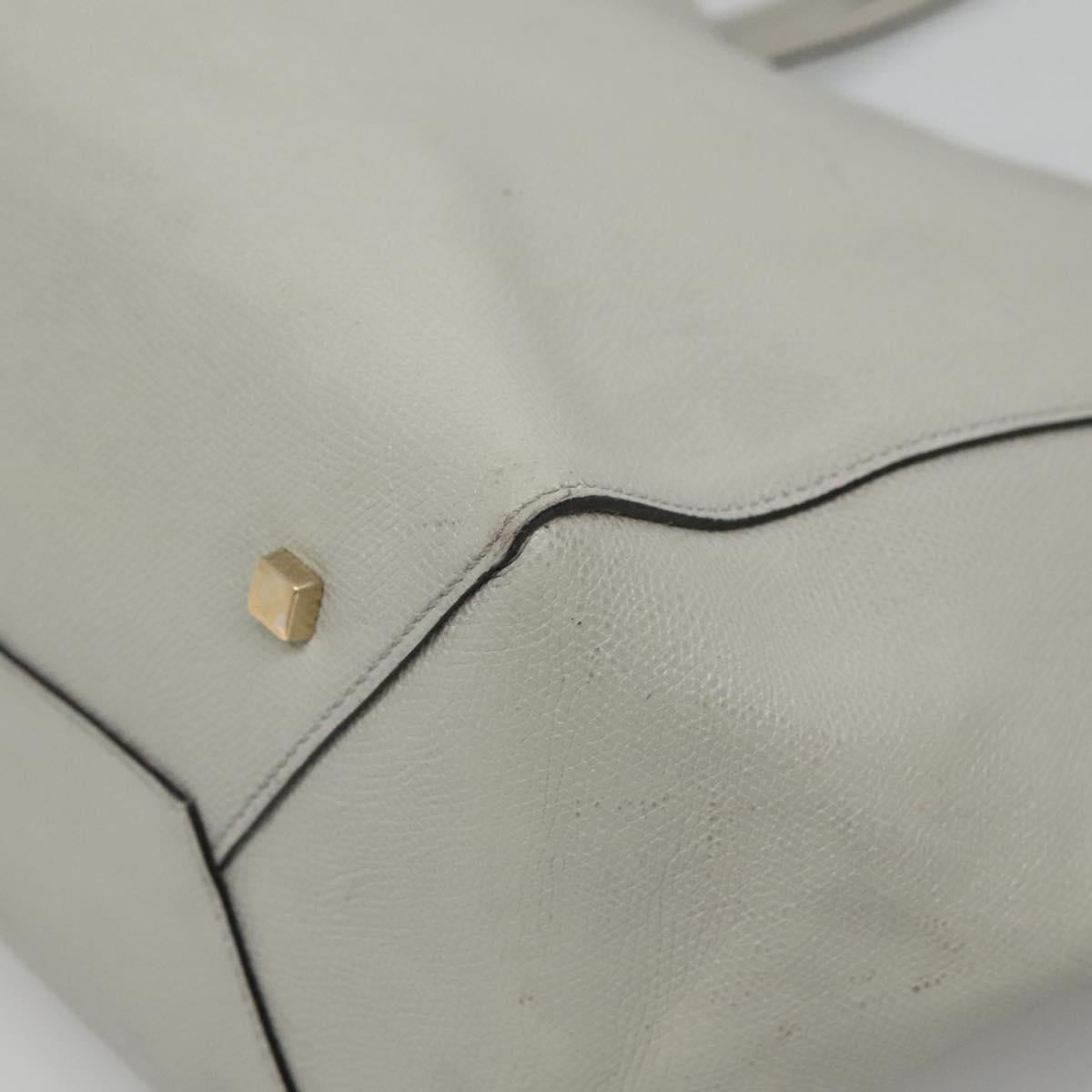 Valextra Tote Bag Leather Light gray Auth 141759