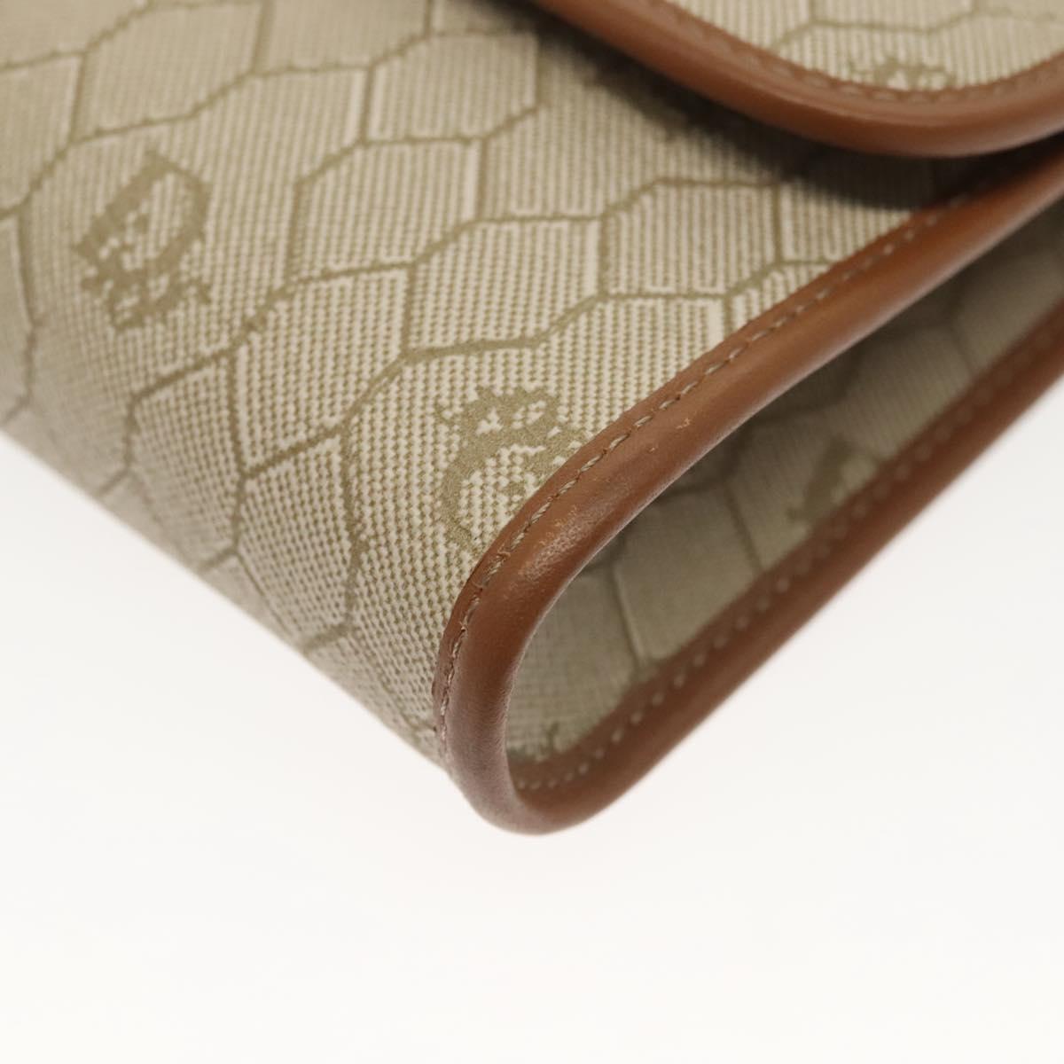 Christian Dior Honeycomb Canvas Chain Shoulder Bag PVC Beige Gold Auth 141763