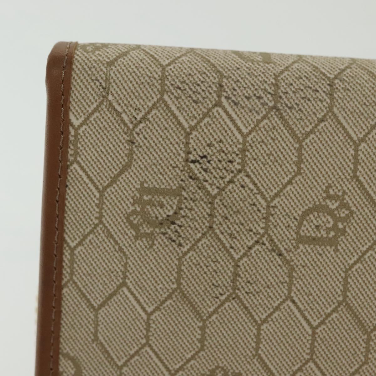 Christian Dior Honeycomb Canvas Chain Shoulder Bag PVC Beige Gold Auth 141763