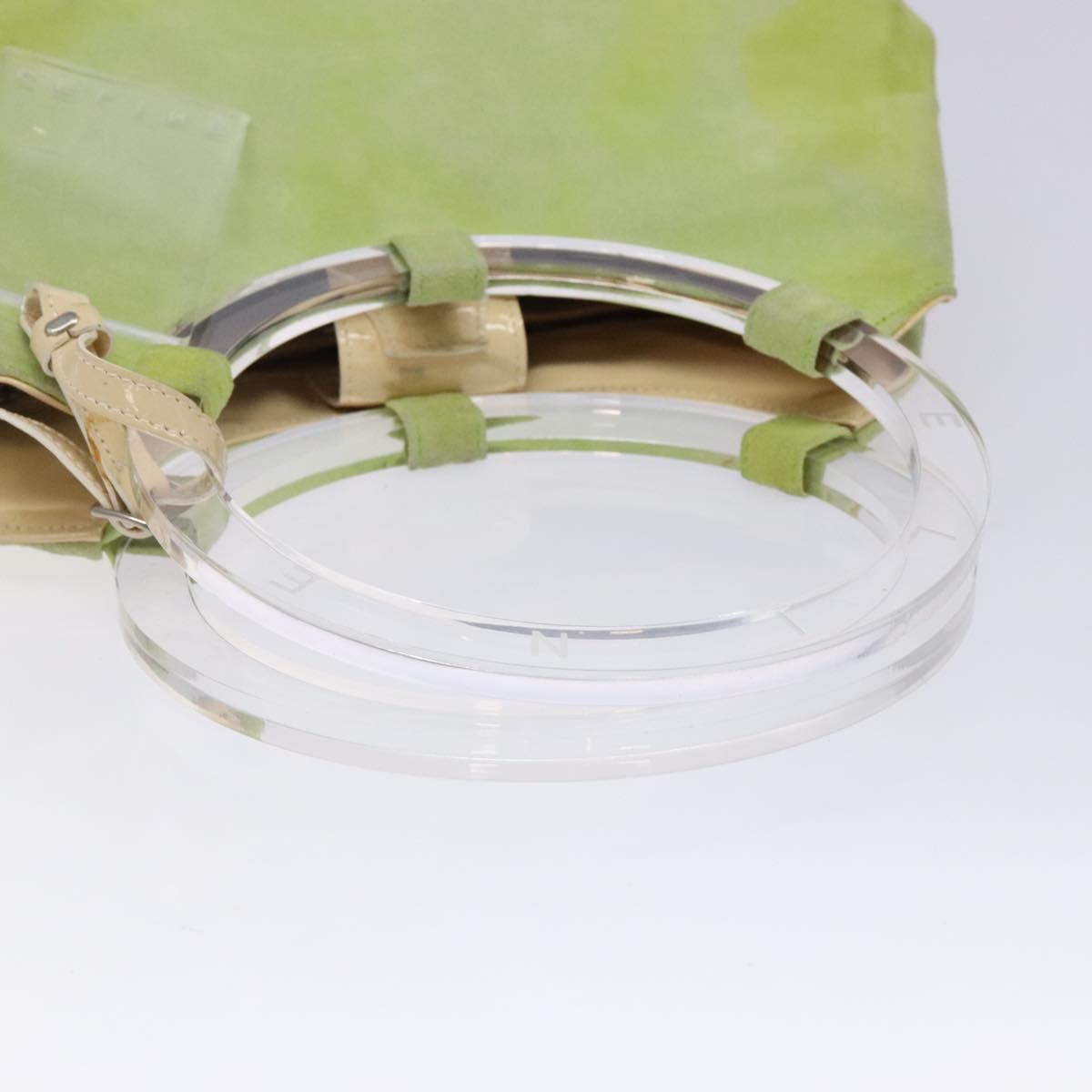 CELINE Hand Bag Suede Silver Light green Auth 141764