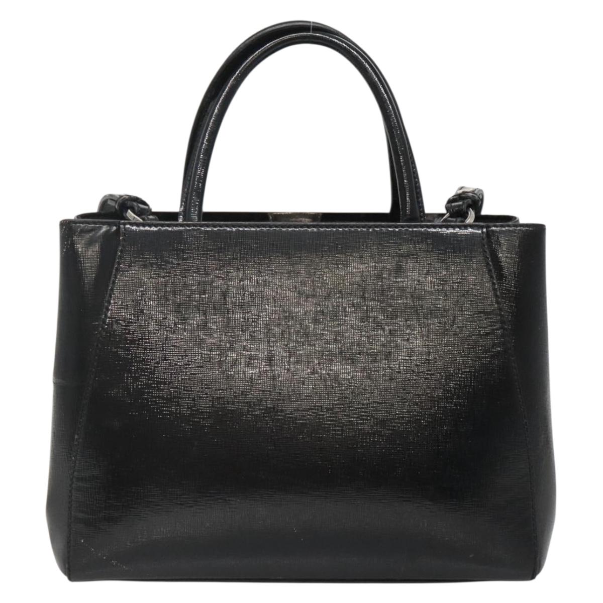FENDI To joule Hand Bag Patent leather 2way Black Auth 141766