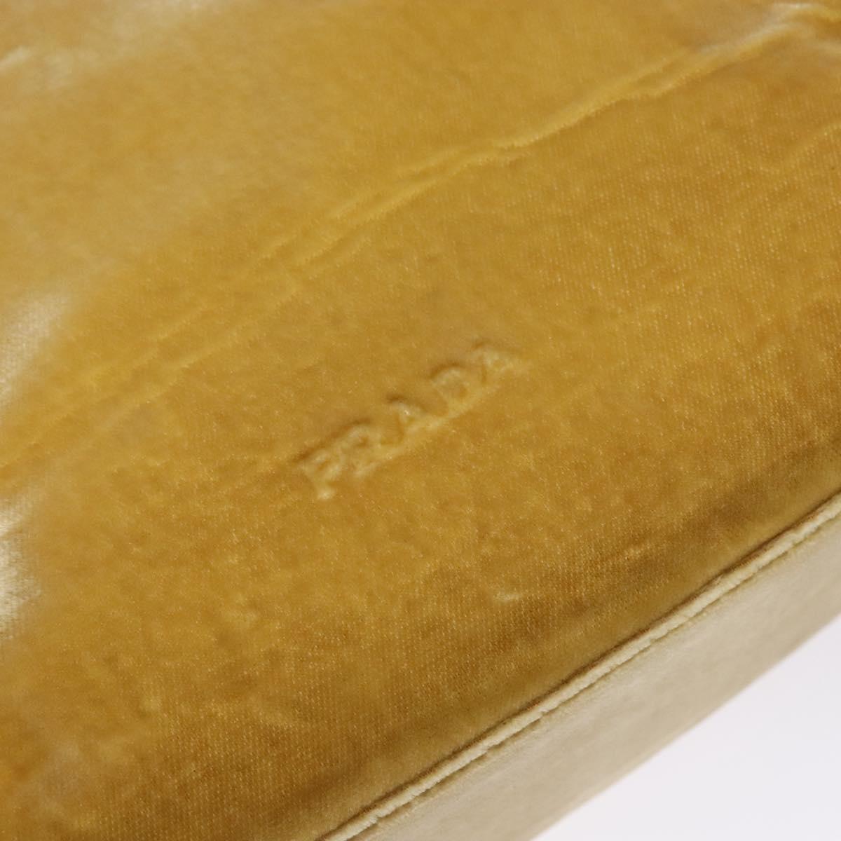 PRADA Hand Bag Velor Yellow Gold Auth 141776