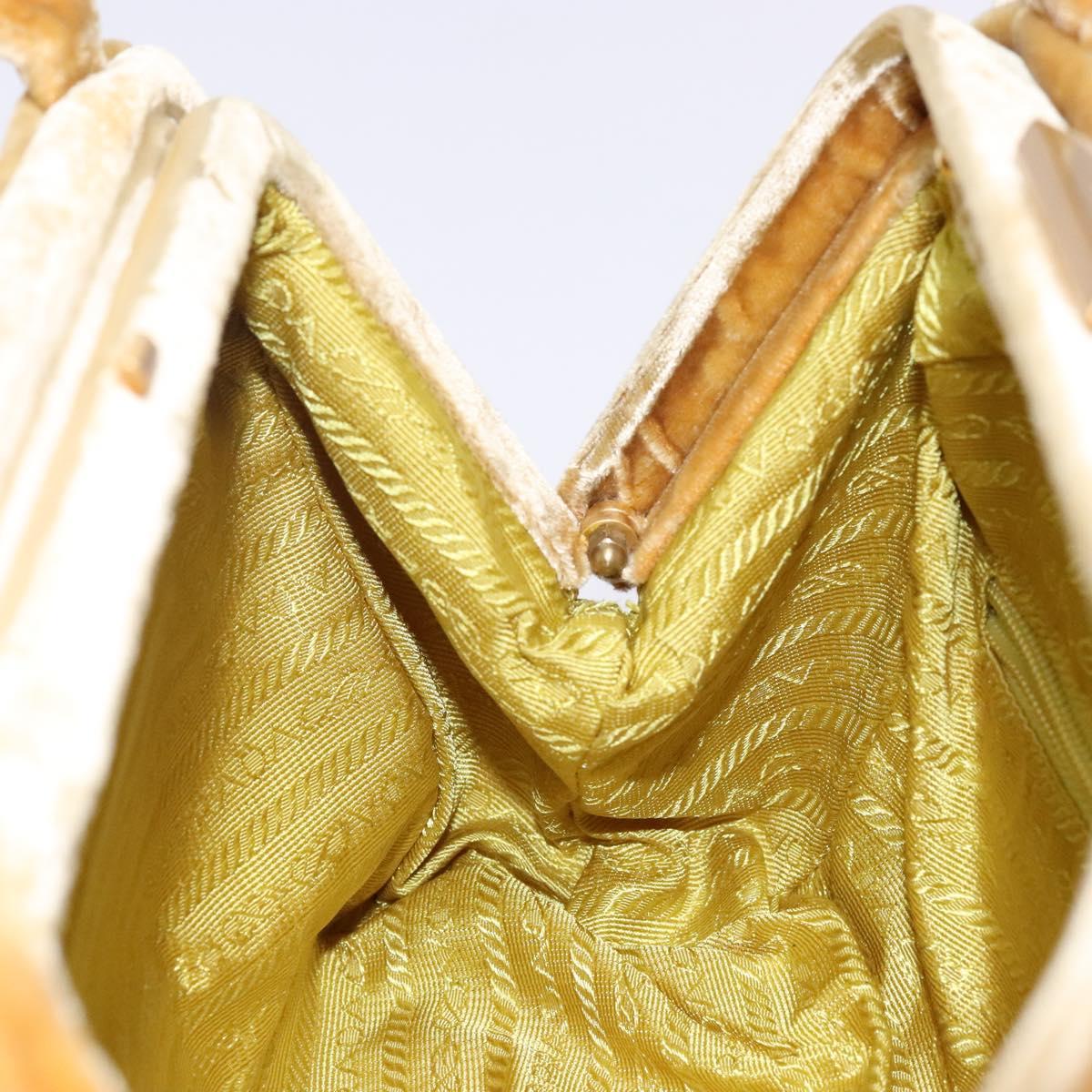 PRADA Hand Bag Velor Yellow Gold Auth 141776
