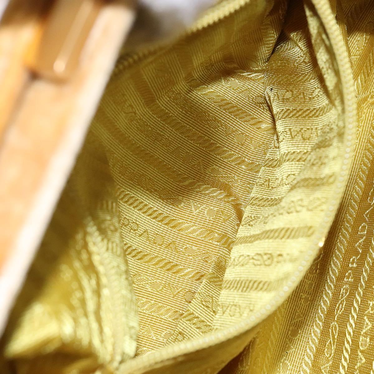 PRADA Hand Bag Velor Yellow Gold Auth 141776