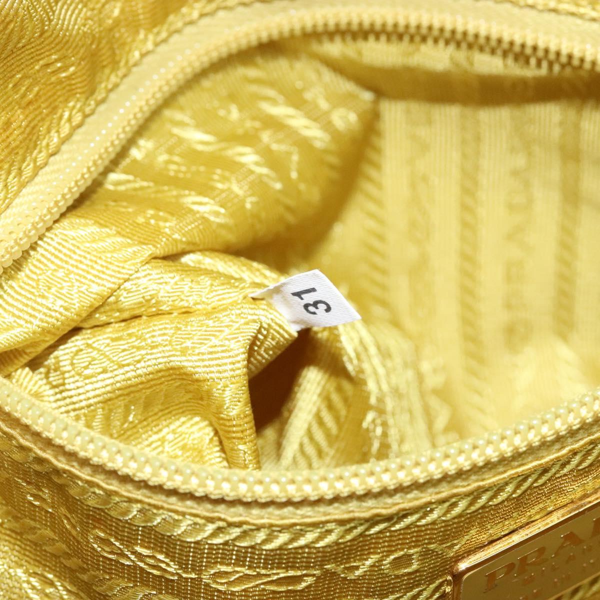 PRADA Hand Bag Velor Yellow Gold Auth 141776