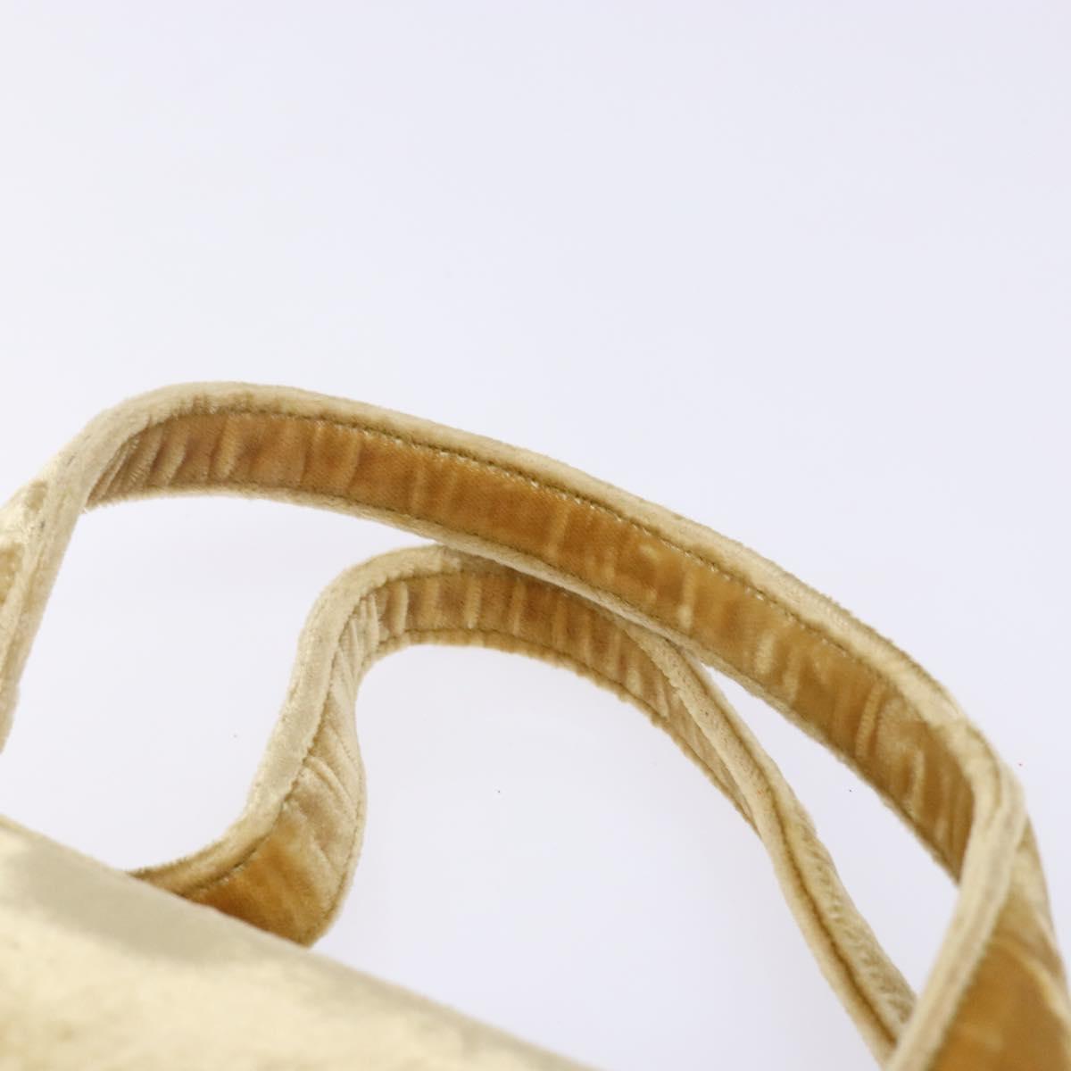 PRADA Hand Bag Velor Yellow Gold Auth 141776