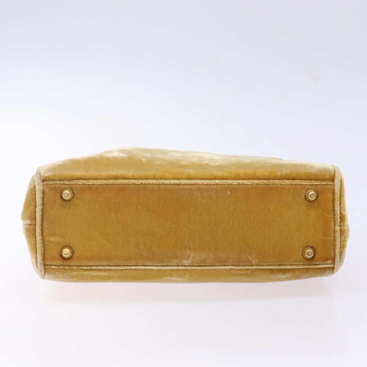 PRADA Hand Bag Velor Yellow Gold Auth 141776