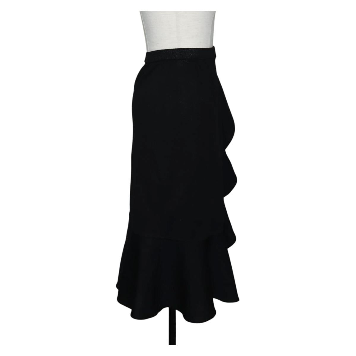 Christian Dior Wrap Skirt Wool Black Auth 141782V