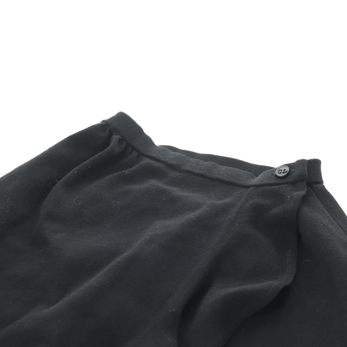 Christian Dior Wrap Skirt Wool Black Auth 141782V