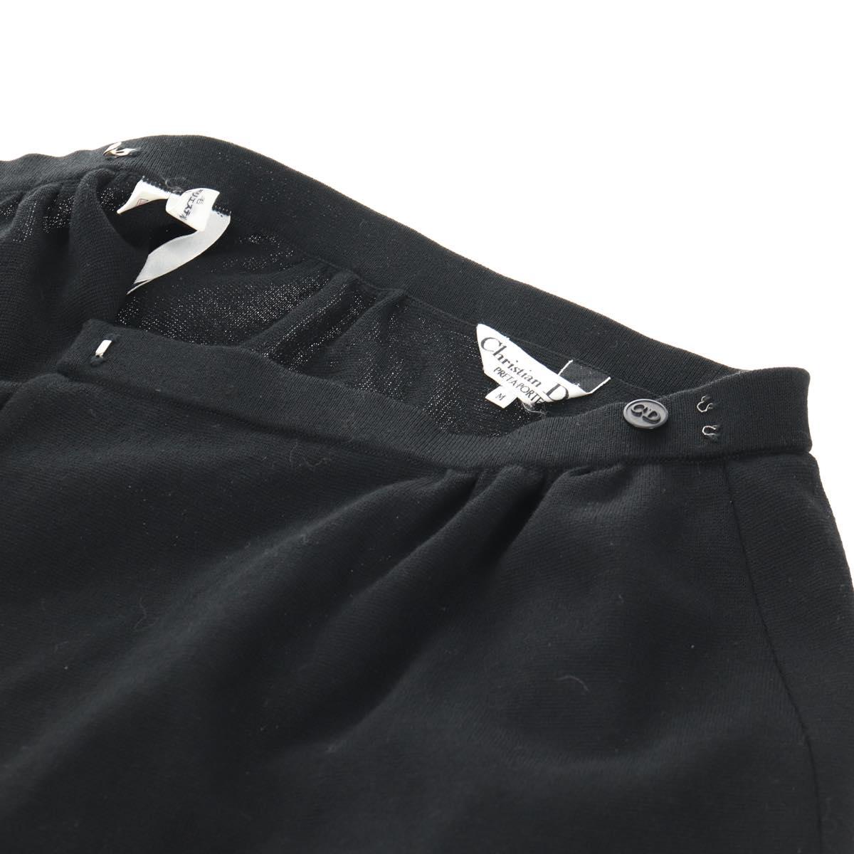 Christian Dior Wrap Skirt Wool Black Auth 141782V