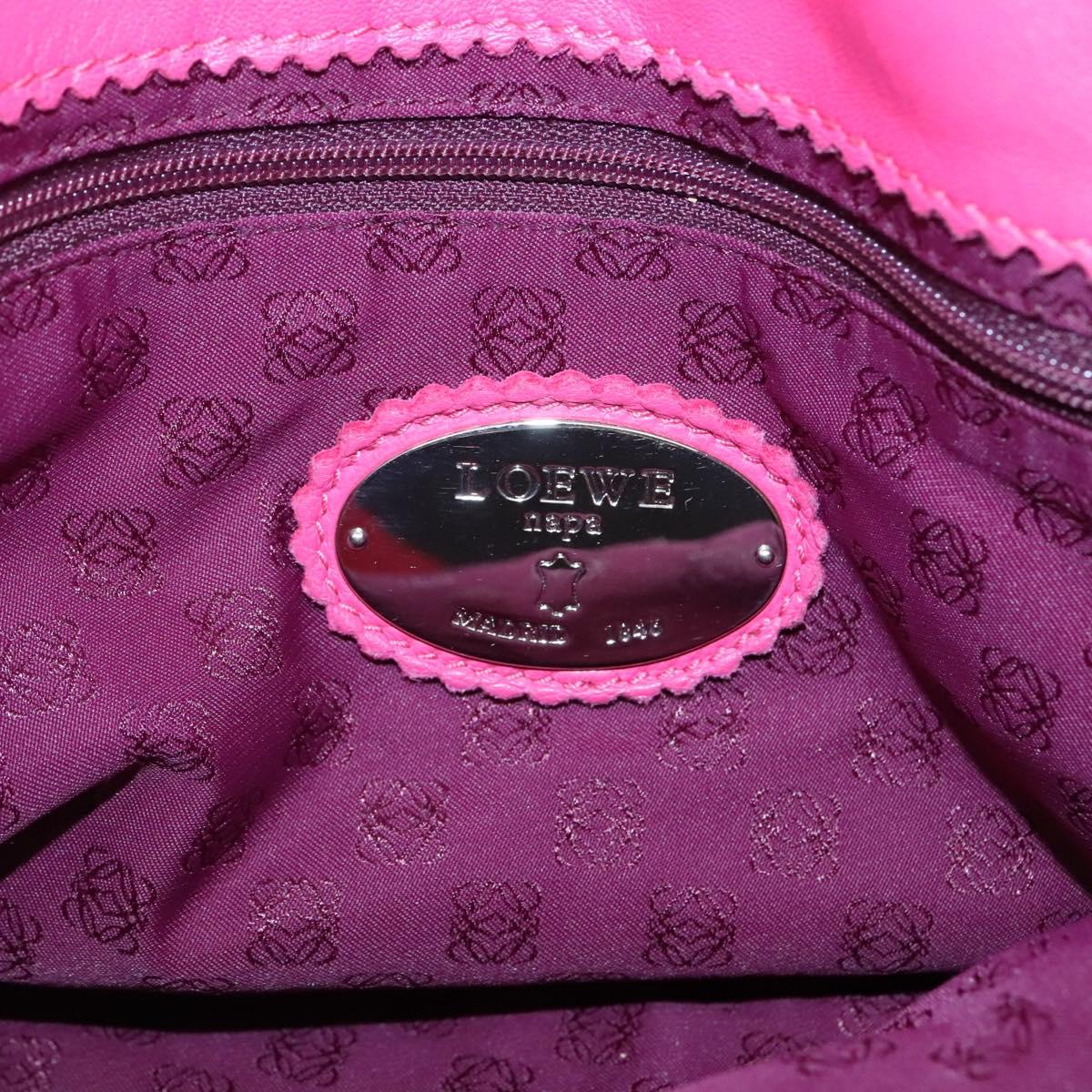 LOEWE Anagram Tote Bag Leather Pink Silver Auth 141784