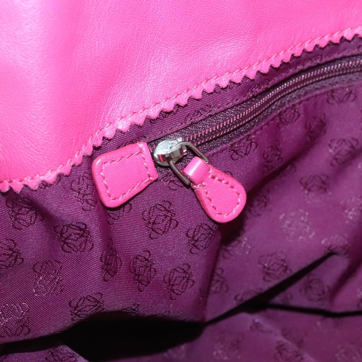 LOEWE Anagram Tote Bag Leather Pink Silver Auth 141784