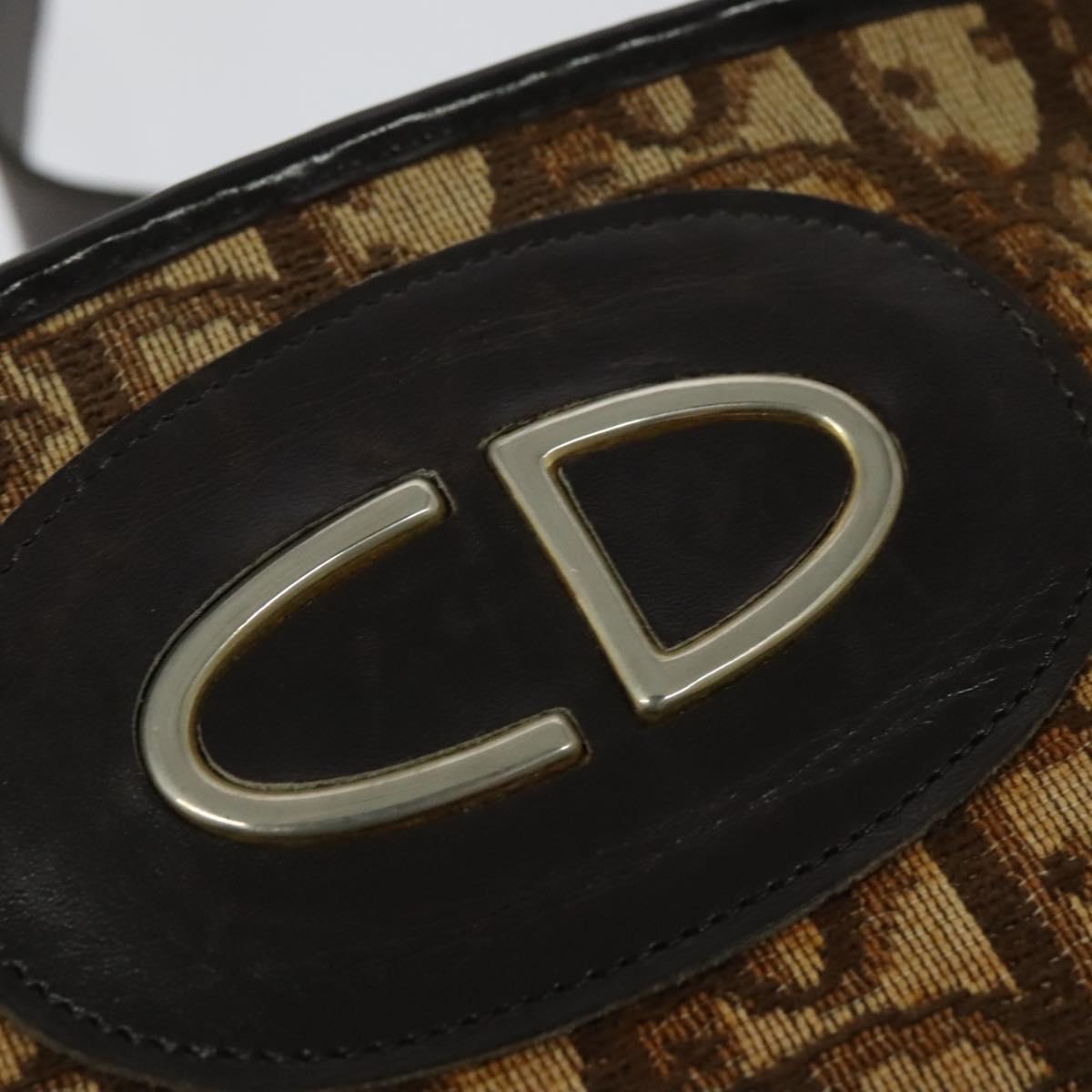 Christian Dior Trotter Canvas Shoulder Bag Brown Gold Auth 141785