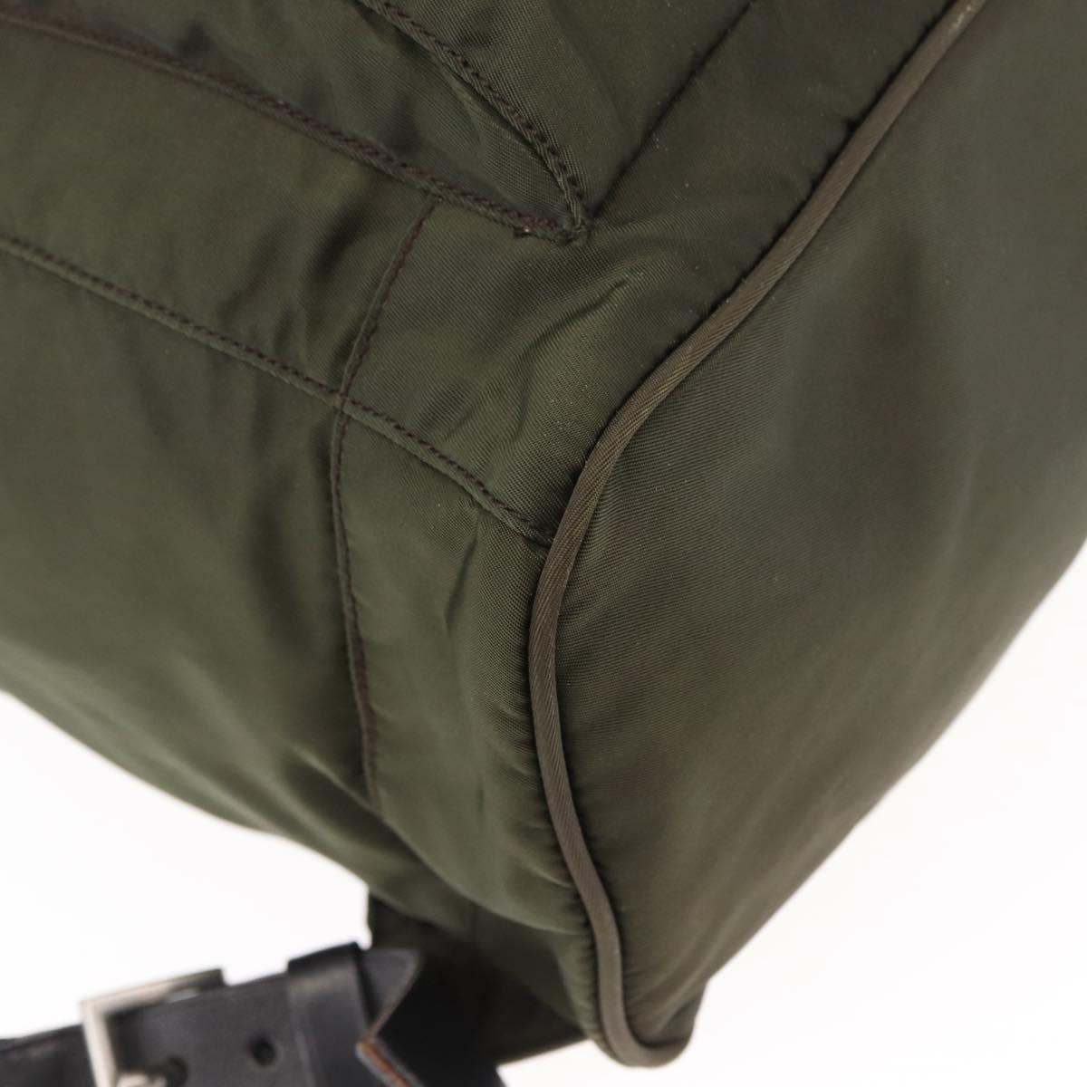 PRADA Backpack Nylon Khaki Silver Auth 141801