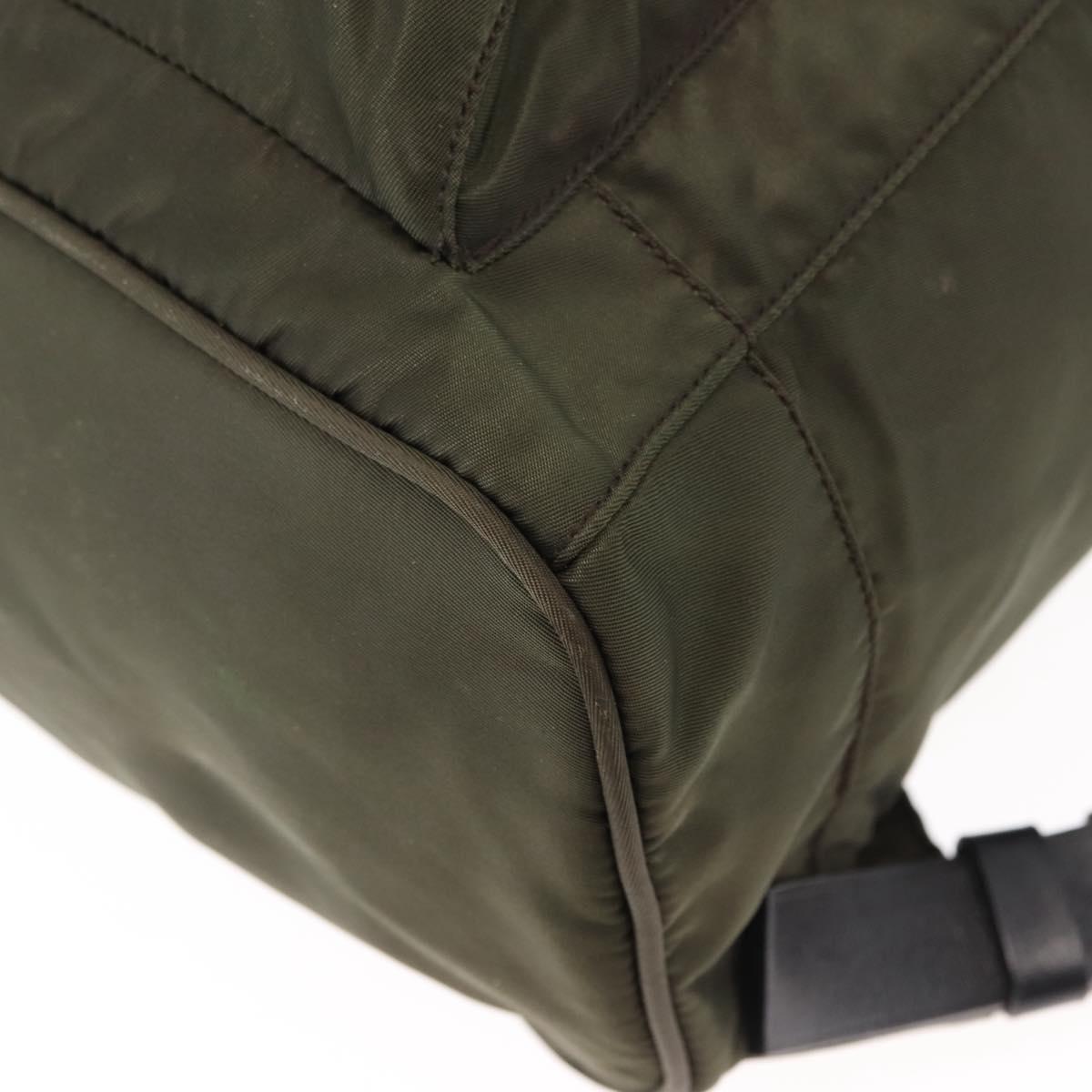 PRADA Backpack Nylon Khaki Silver Auth 141801