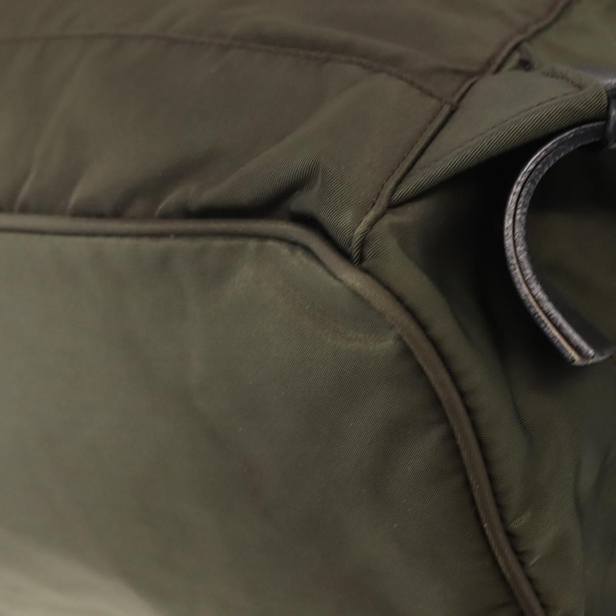 PRADA Backpack Nylon Khaki Silver Auth 141801