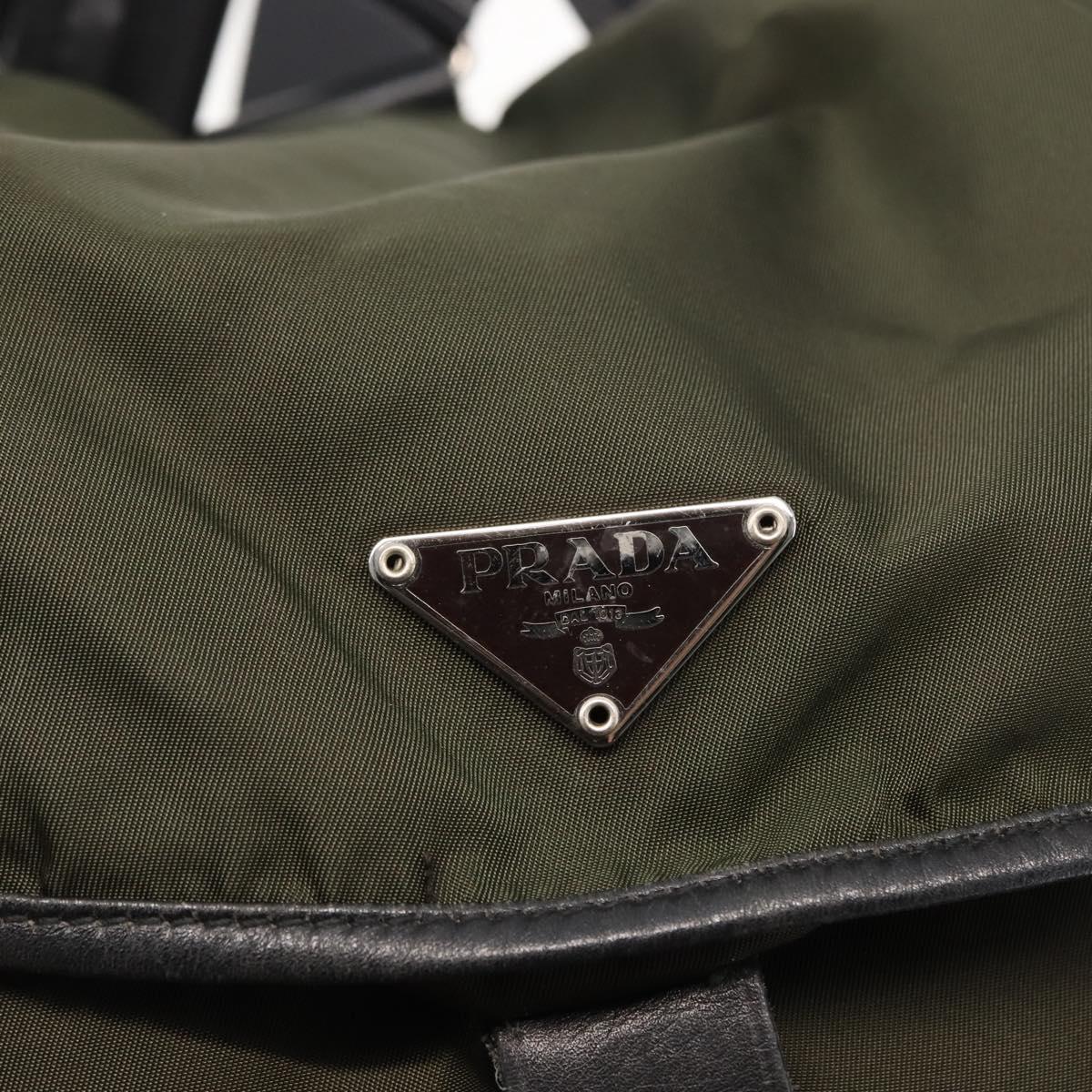 PRADA Backpack Nylon Khaki Silver Auth 141801