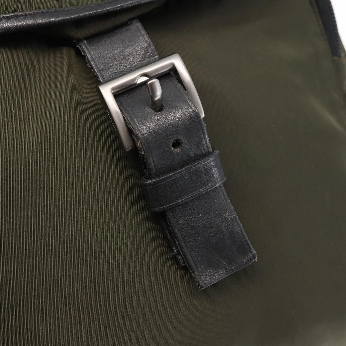 PRADA Backpack Nylon Khaki Silver Auth 141801