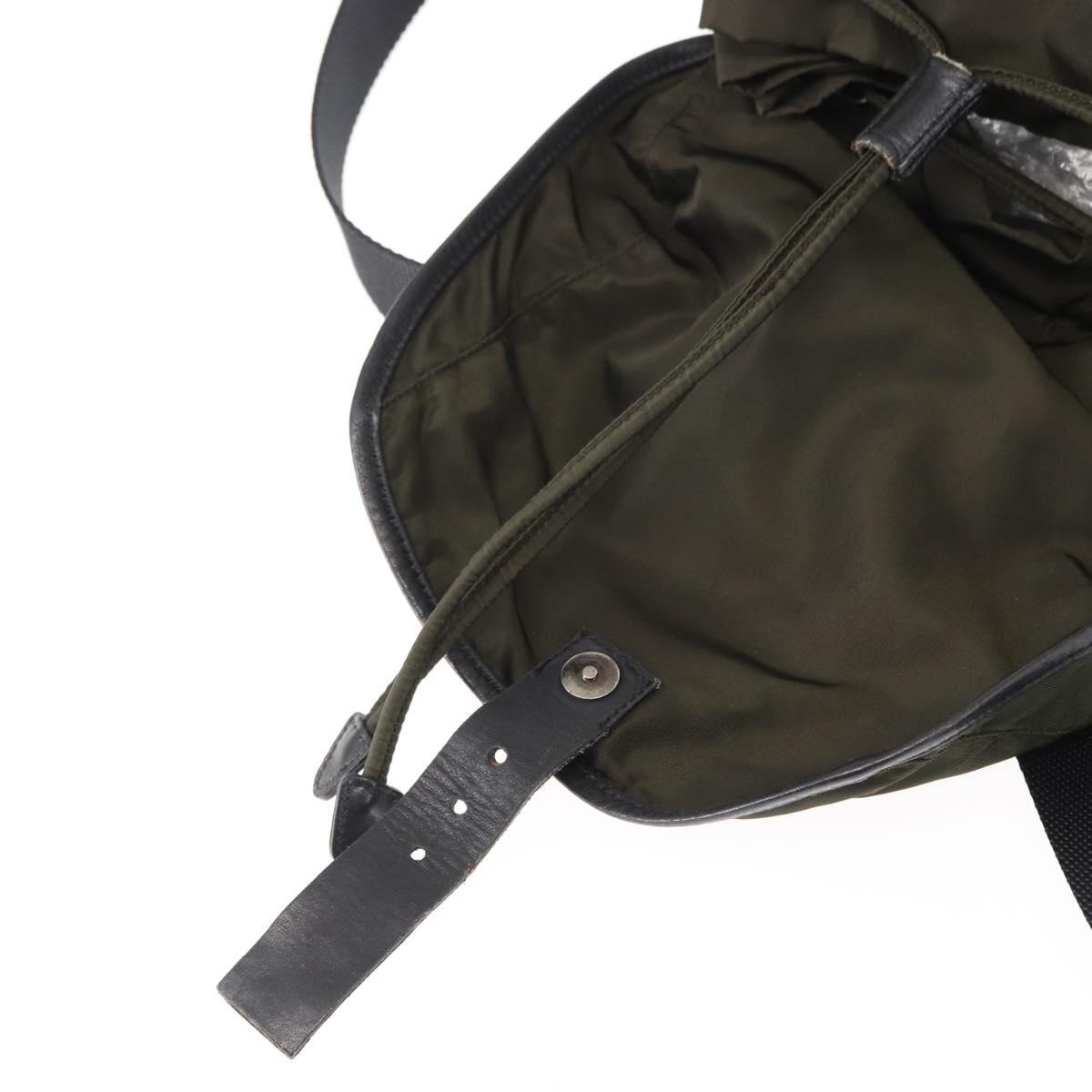 PRADA Backpack Nylon Khaki Silver Auth 141801