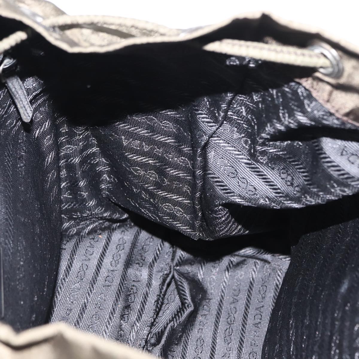 PRADA Backpack Nylon Khaki Silver Auth 141801